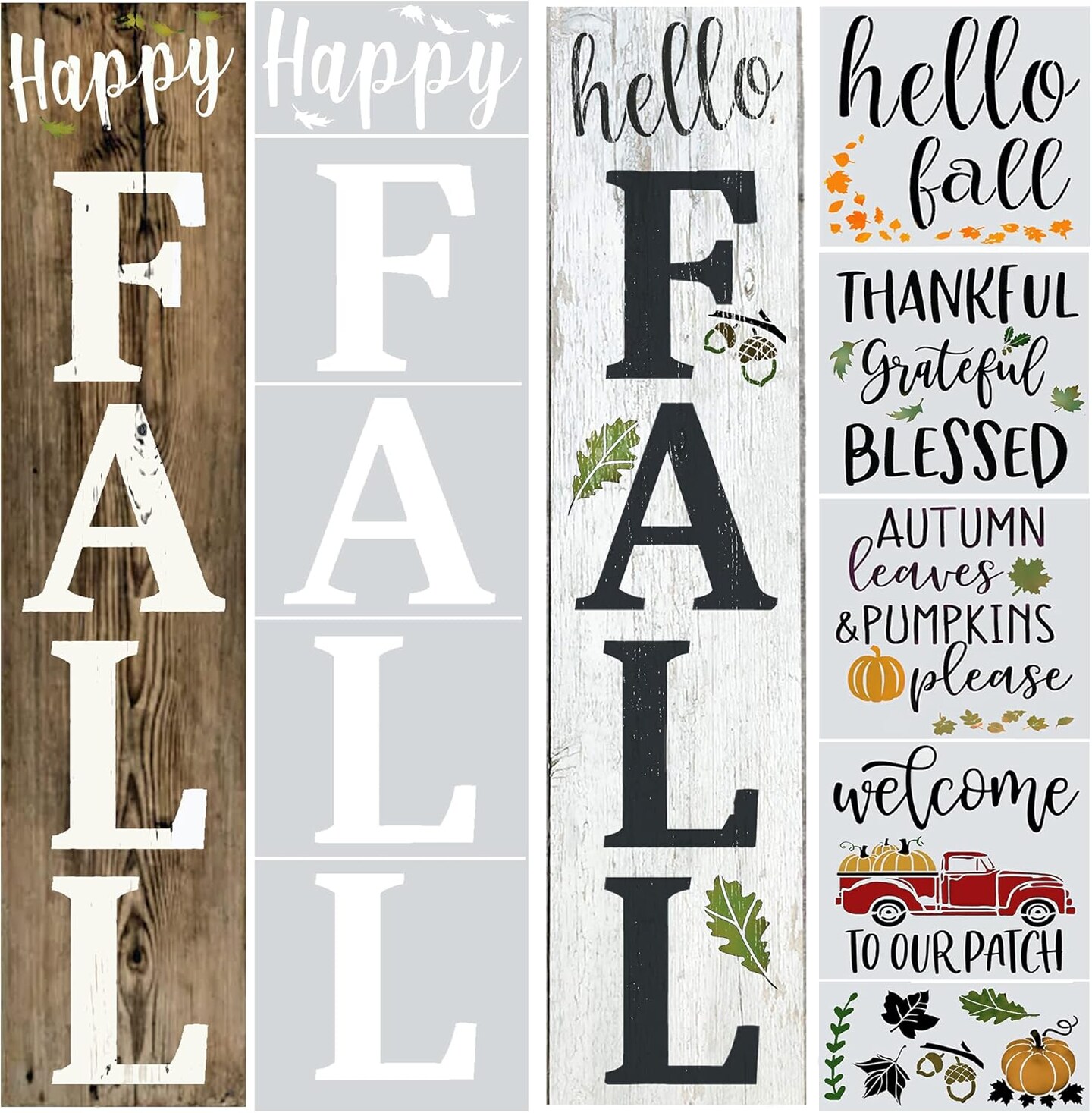 Large Fall Stencils for Painting on Wood, Canvas - 10&#x201D;x10&#x201D; Stencil Pack