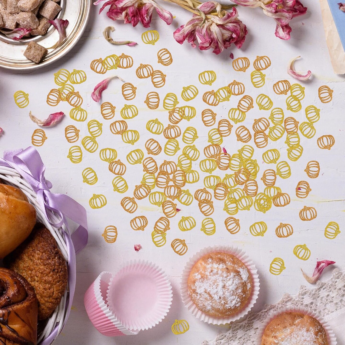 120 PCS Pumpkin Glitter Little Pumpkin Table Confetti