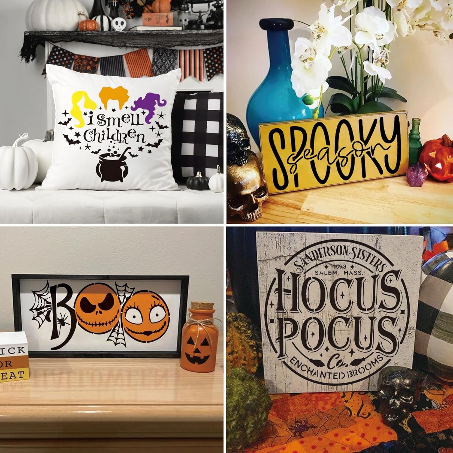 Halloween Stencils for Painting on Wood, Round Reusable Large (12 Welcome)