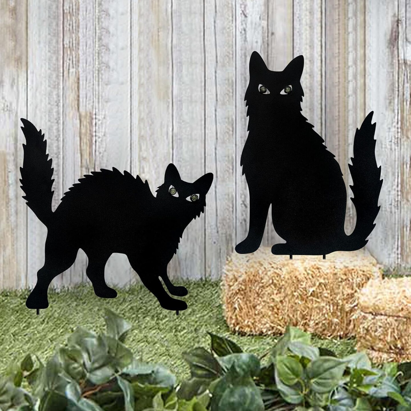Set of 2 - Cat Stake - Halloween Outdoor Decorations