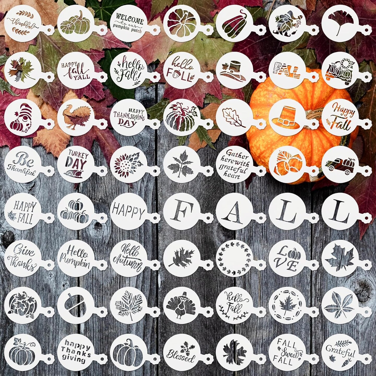 56 Pcs Thanksgiving Cookie Stencils for Royal Icing Cookie Decorating Kit