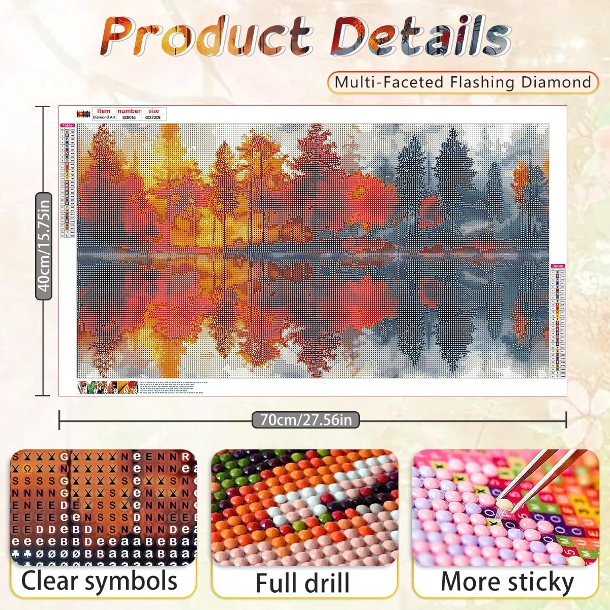 5D Lake & Forest Reflection Large Diamond Art Kit for Adults – 27.5×15.7 Inch Full Drill Landscape Gem Painting with Numbered Canvas, DIY Craft Gift for Beginners