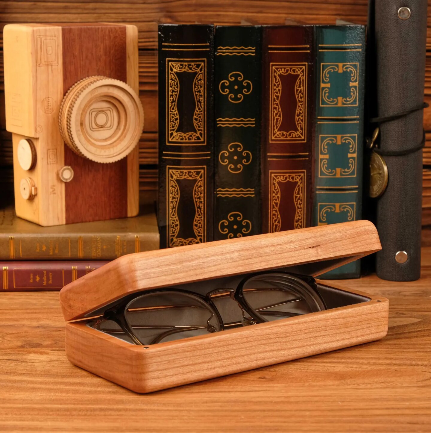 Personalized Walnut Sunglasses Box, Wooden Eyeglasses Case With