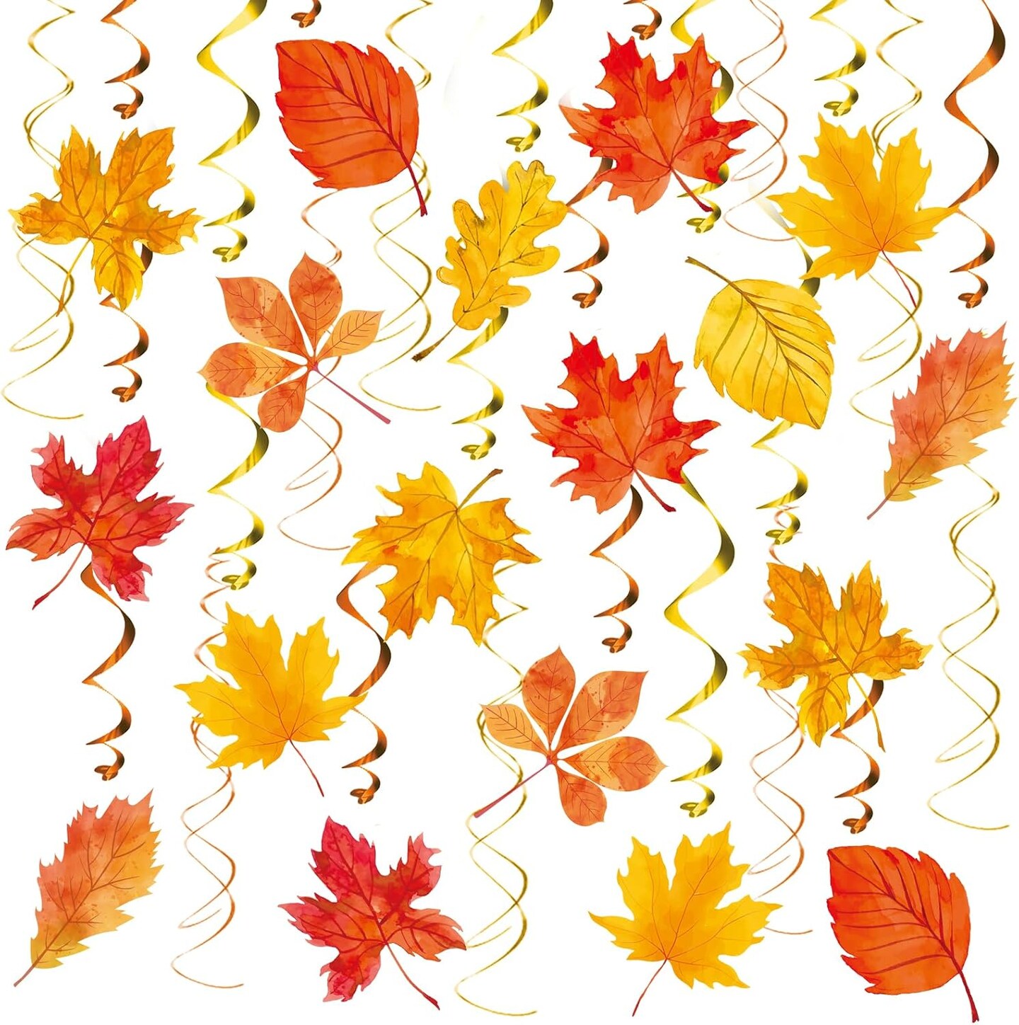 30Pcs Fall Decorations – Autumn Hanging Swirls & Maple Leaf Thanksgiving Ceiling Decor