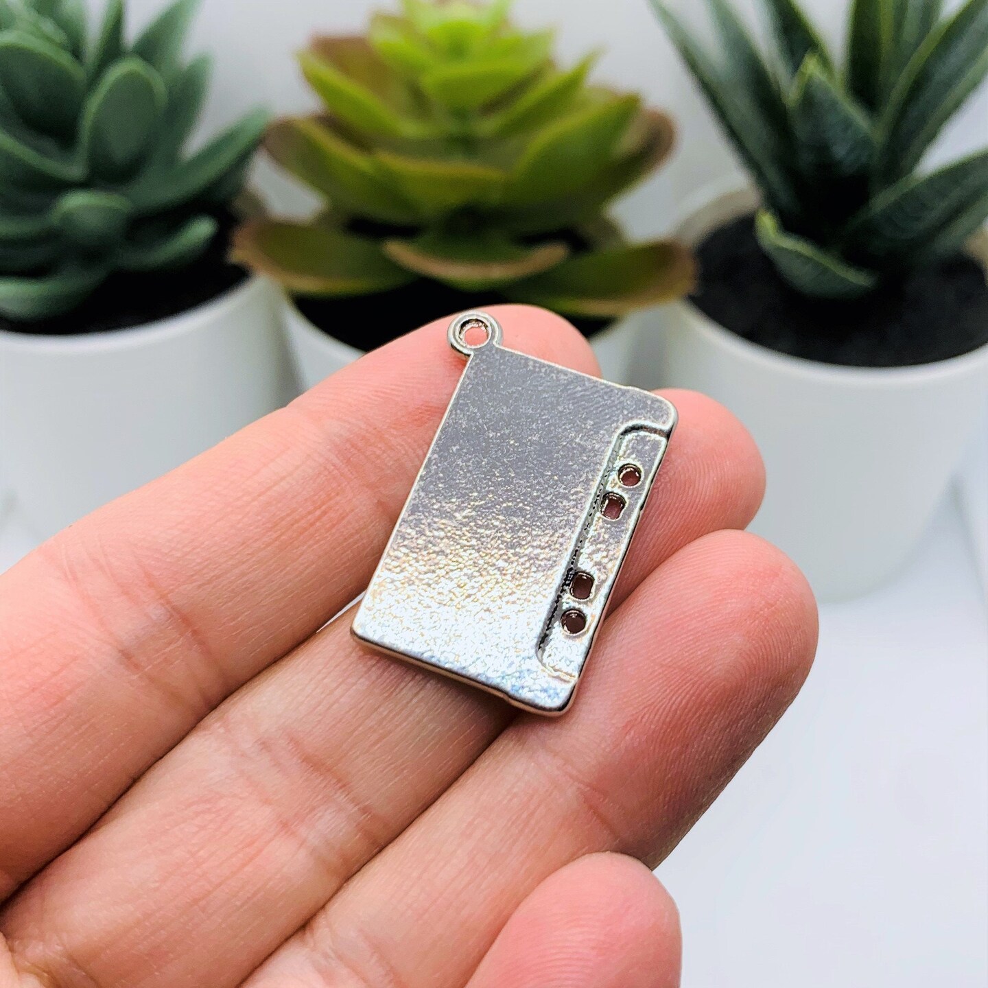 Pink and Silver 80&#x27;s Cassette Charms, 29x19mm