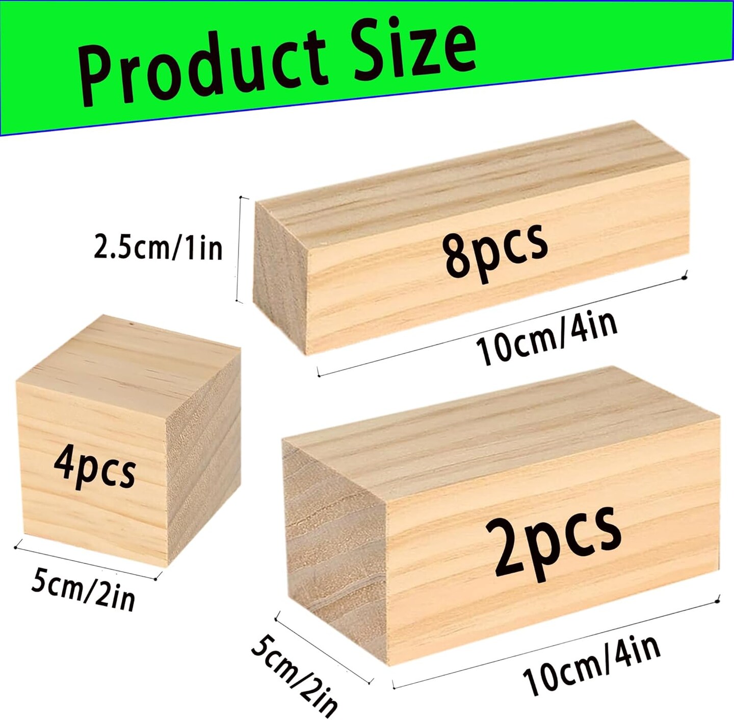 14Pcs Basswood Carving Blocks (2x2x2,4x1x1,4x2x2) in