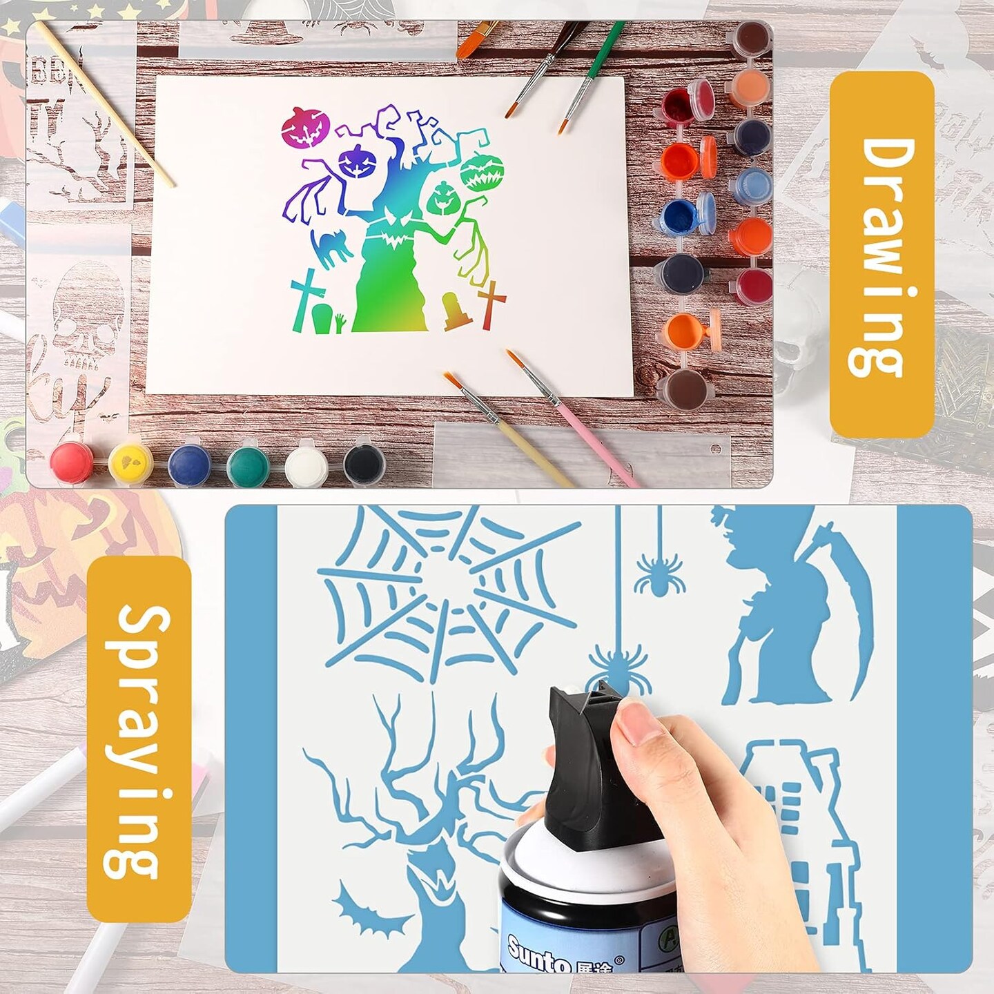 20 Pieces Halloween Painting Stencils - 6 x 6 Inch