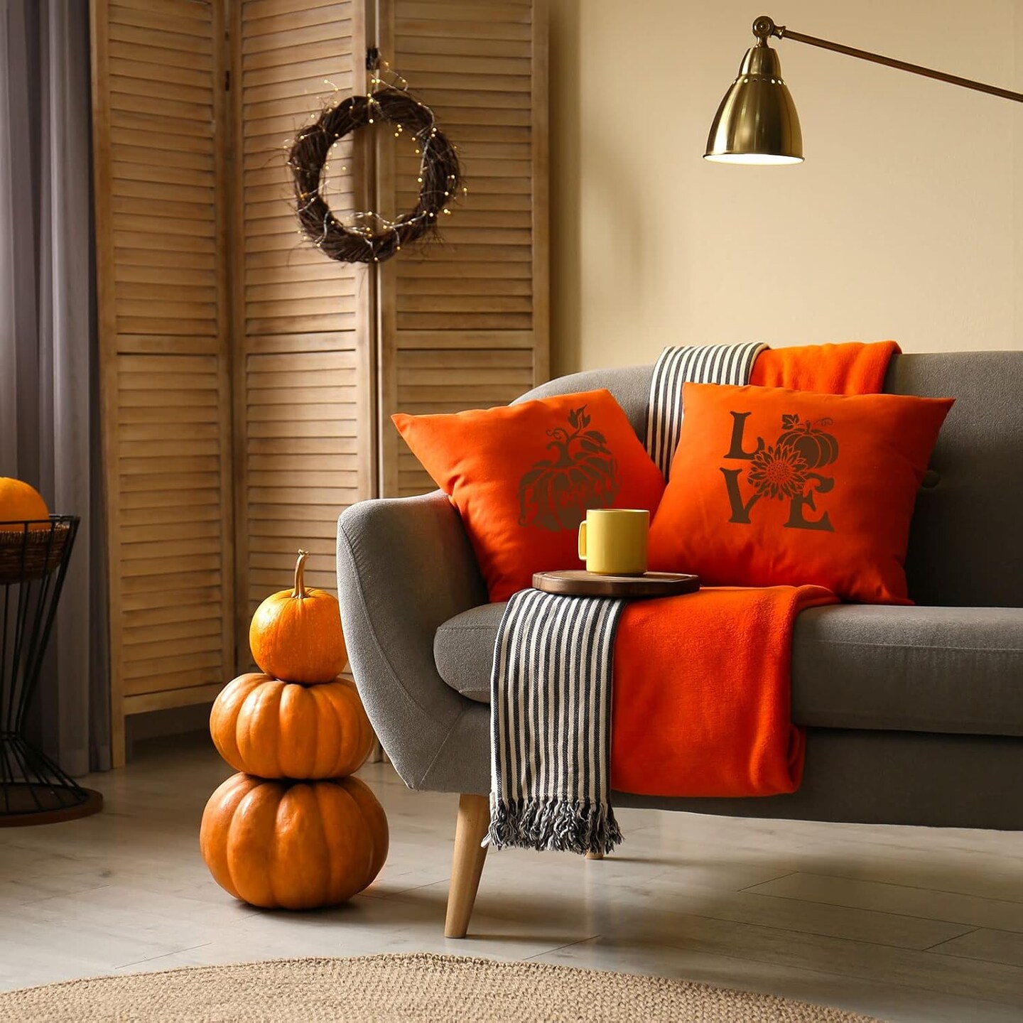 16 Pcs Fall Pumpkin Templates - Reusable Maple Leaf Stencils for Wood