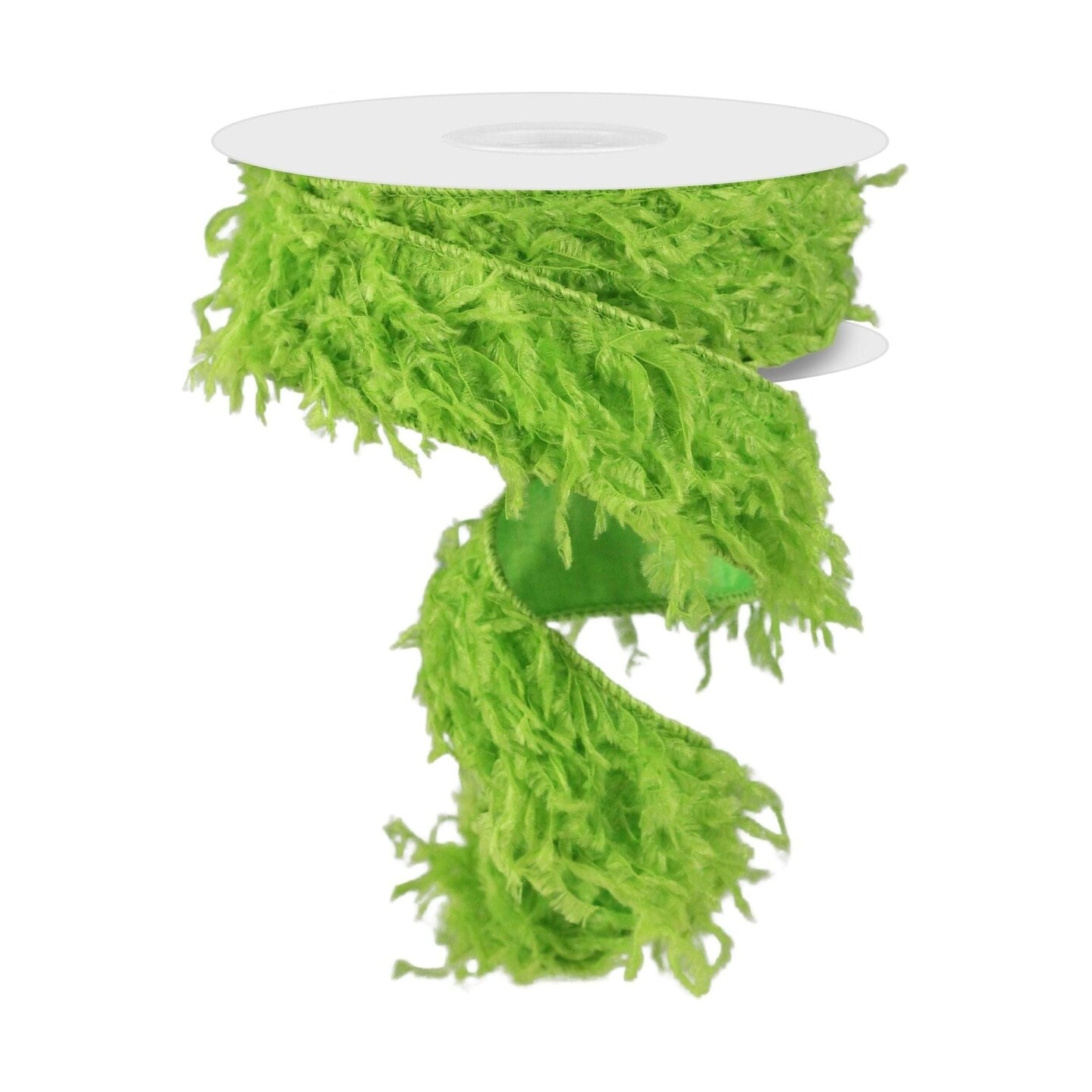 1.5&#x22; Furry Ribbon: Lime Green (10 Yards)