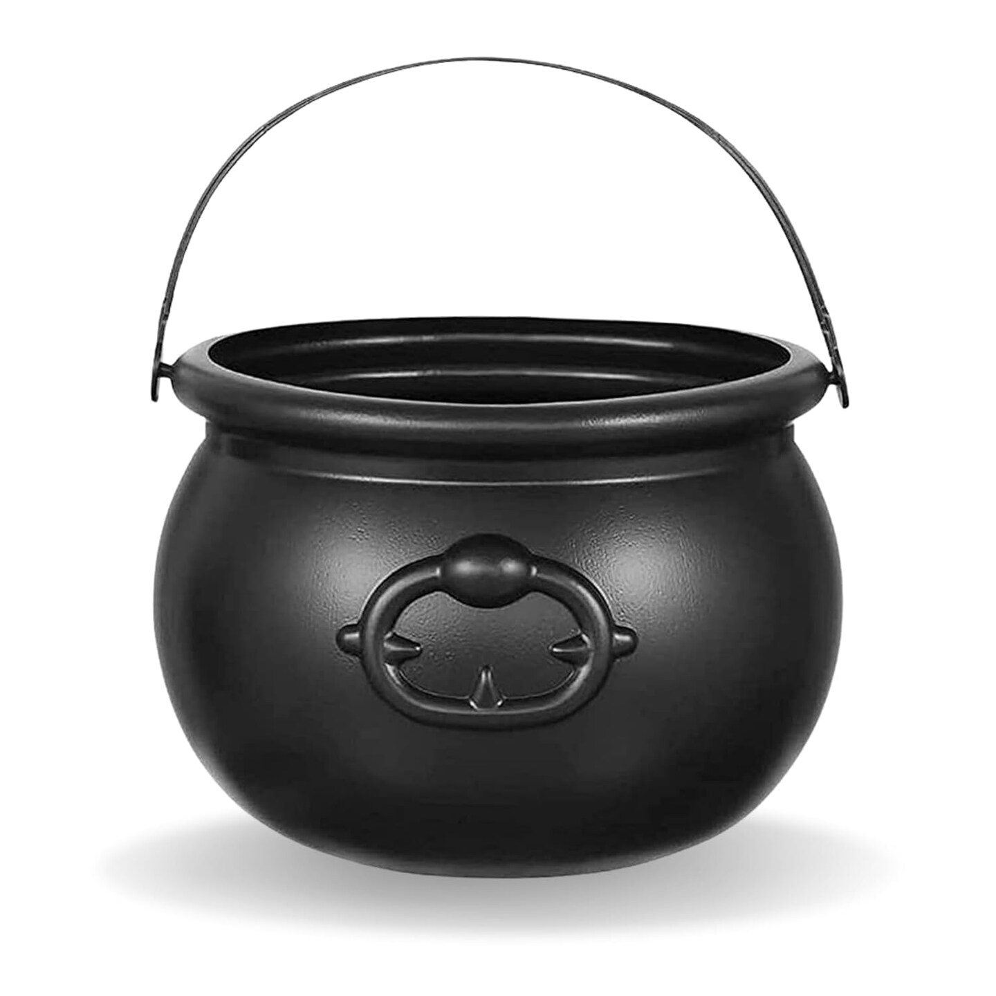 4E’s Novelty 7.5" Black Plastic Cauldron Candy Bowl – Large Halloween Witch Pot Bucket for Trick or Treat, Party Table Centerpiece, St. Patrick’s Day Pot of Gold, Leprechaun Decor, Wizard Accessory