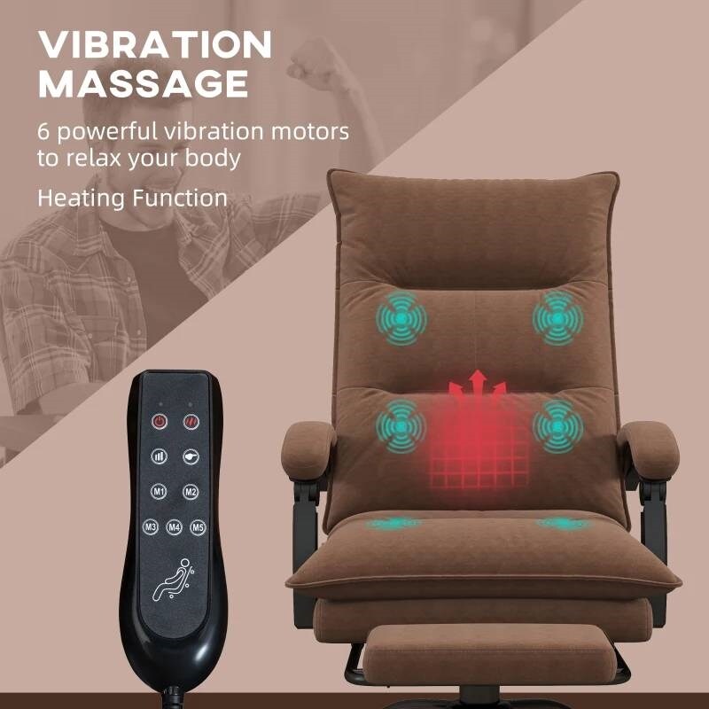 Double Padded Executive Massage Heated Office Chair with Remote Control Lumbar Heating and Footrest
