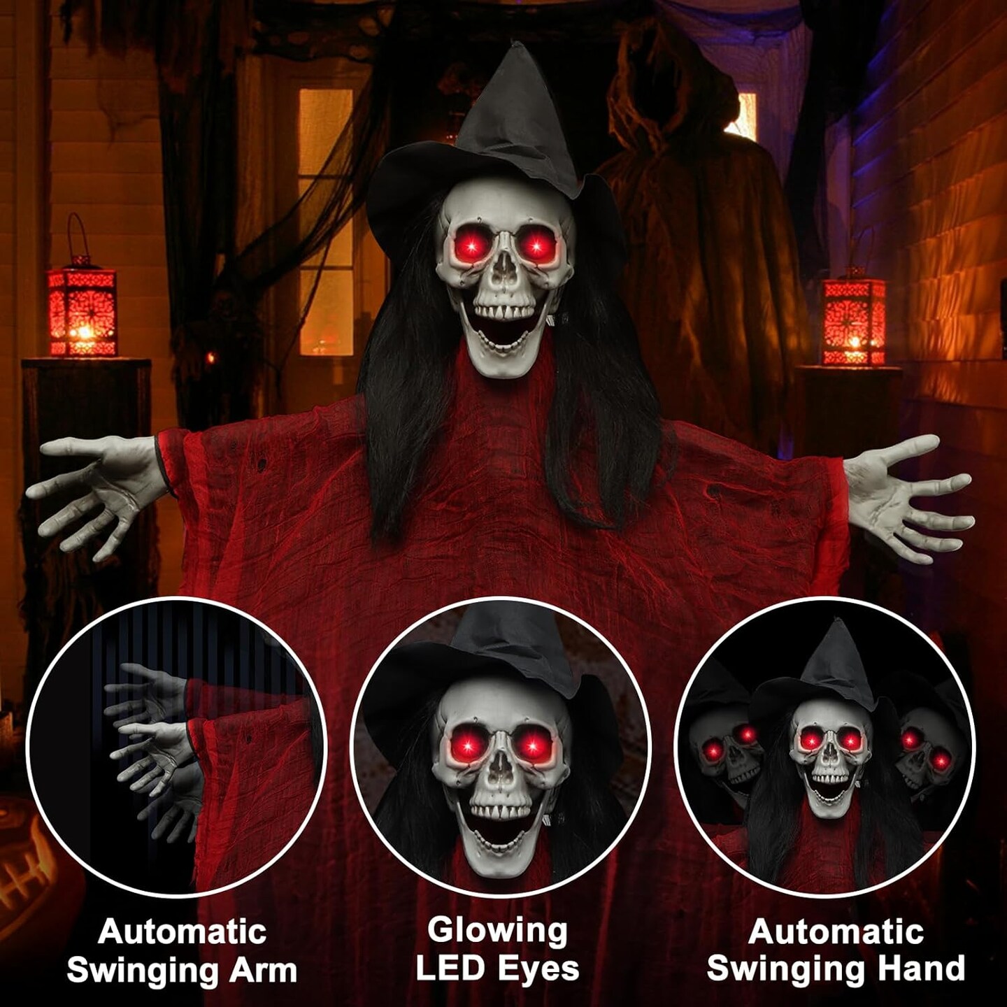 80" Sound & Touch Sensor Halloween Hanging Screaming Ghost Decorations