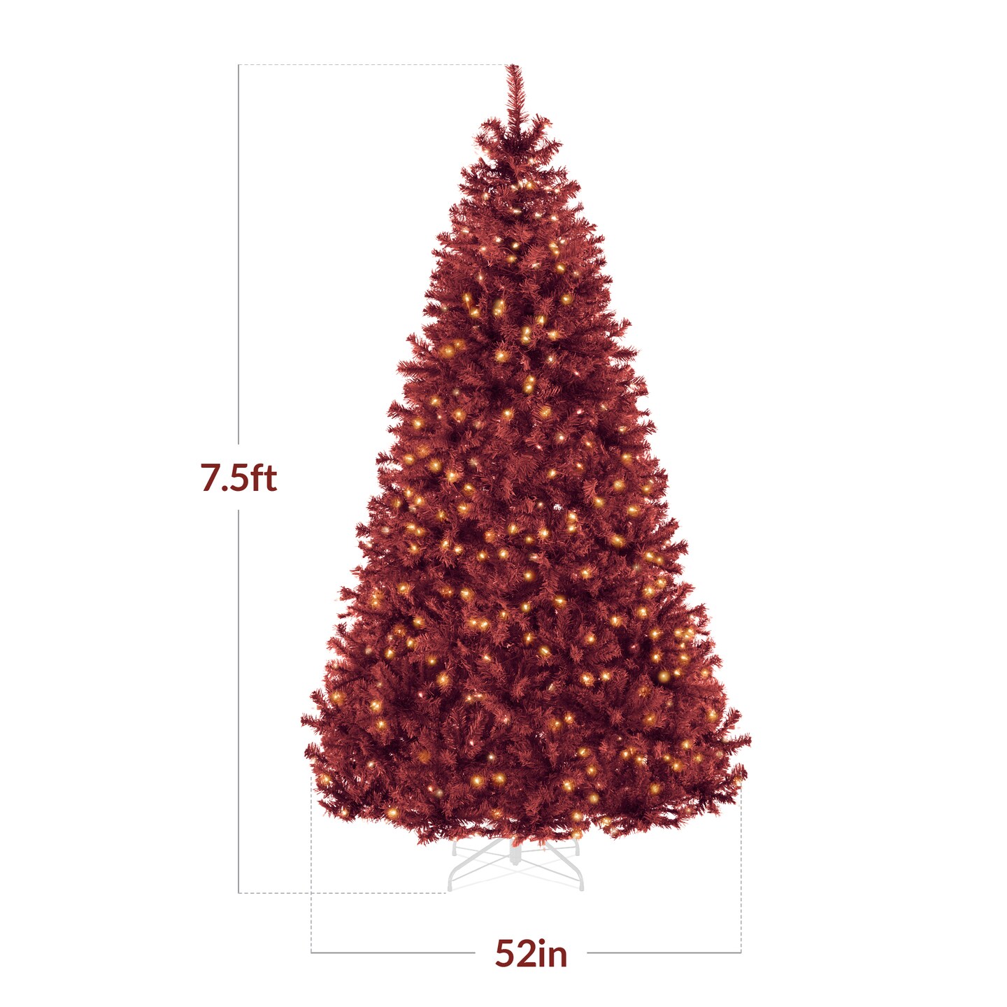 Best Choice Products Pre-Lit Burgundy Christmas Tree, Artificial Full Holiday Decoration w/ Incandescent Lights