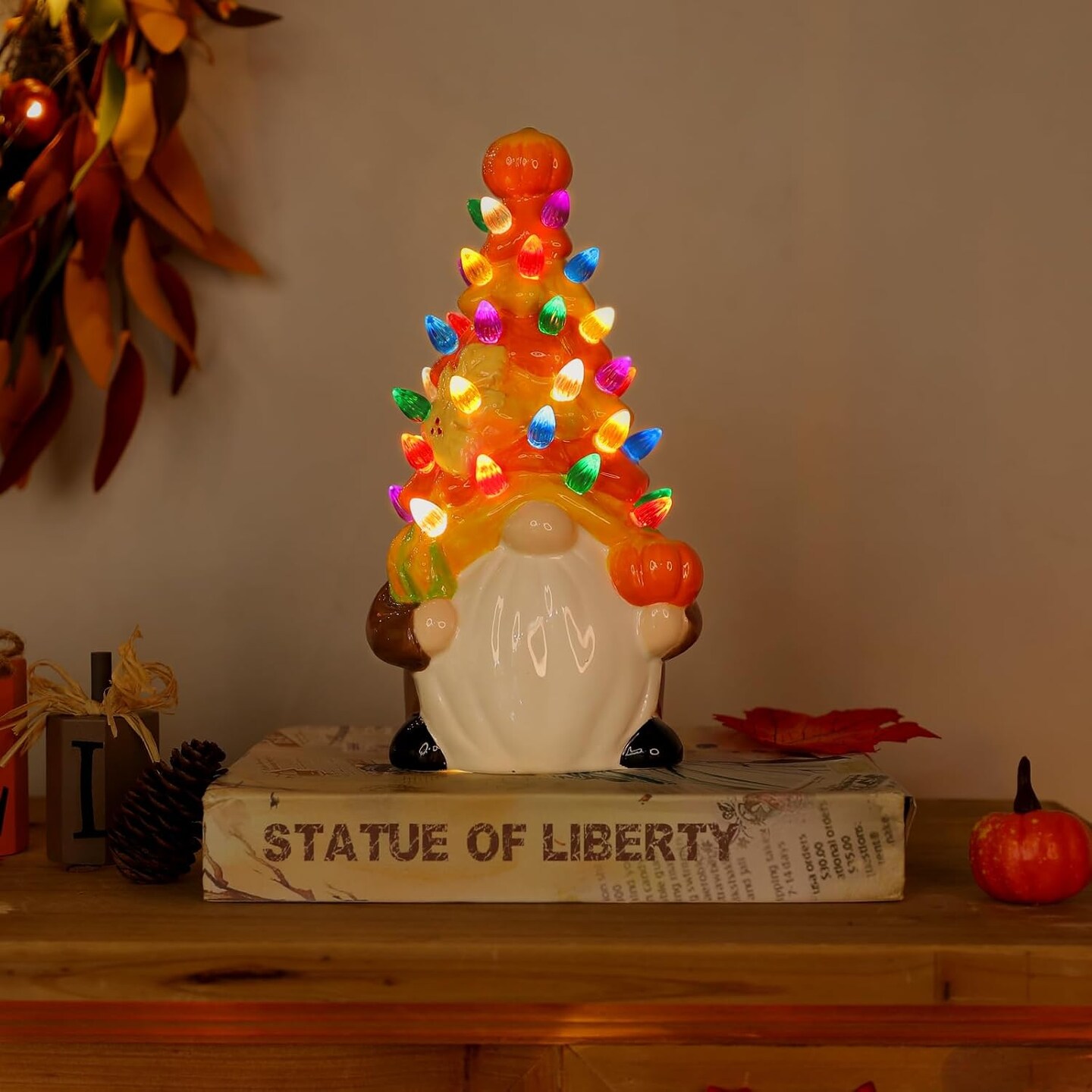 Lighted Fall Gnomes Ceramics Tree