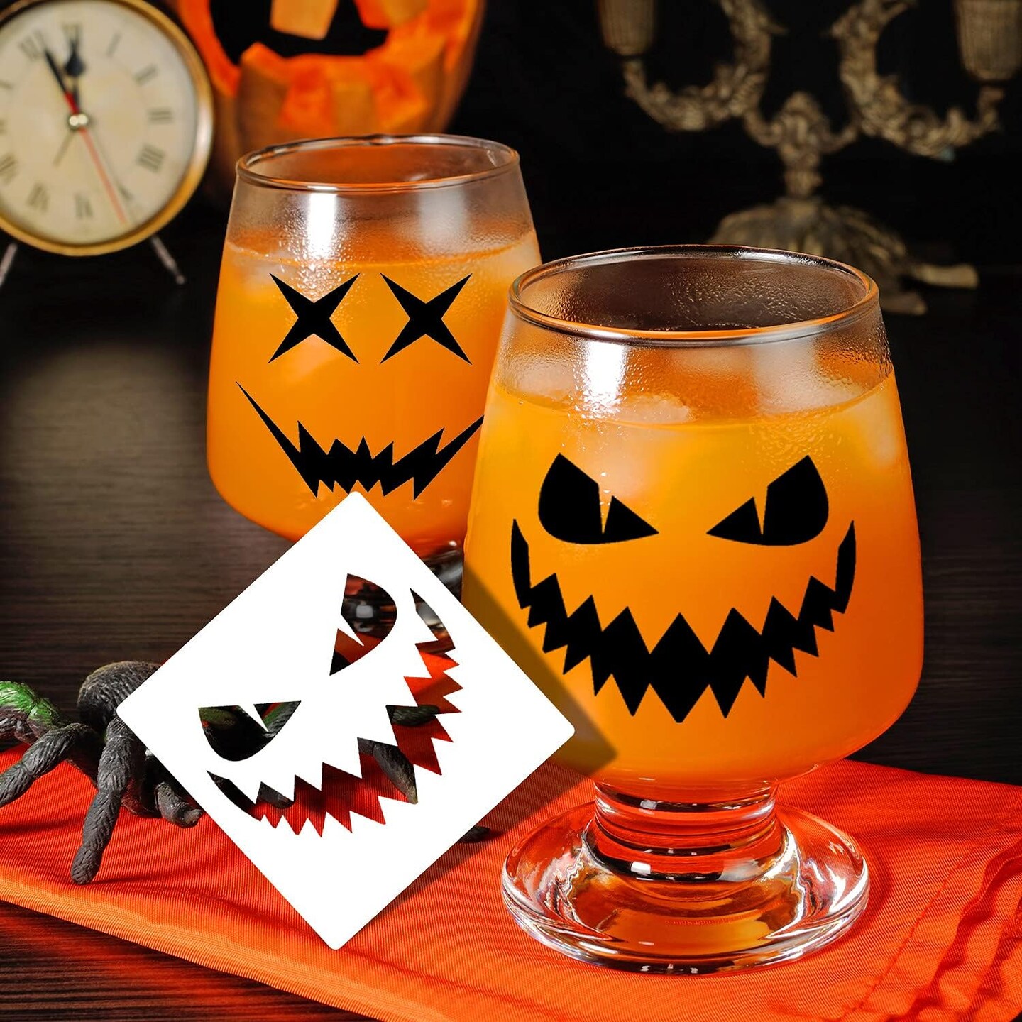 25 Pcs Halloween Pumpkins Face Stencils, Decorative Painting Stencils