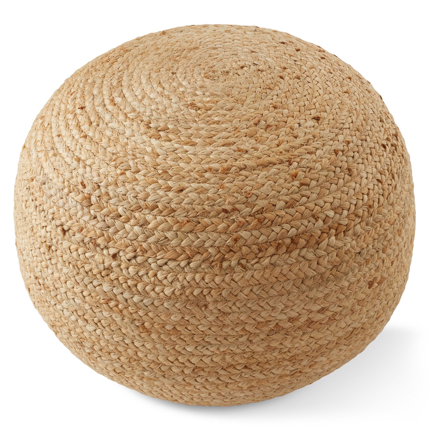 Hand-Braided Jute Pouf Ottoman Footrest, 19&#x22; Round x 10-1/2&#x22; High, Natural Woven Boho Floor Cushion, Home Decor for Living Room, Bedroom, Apartment