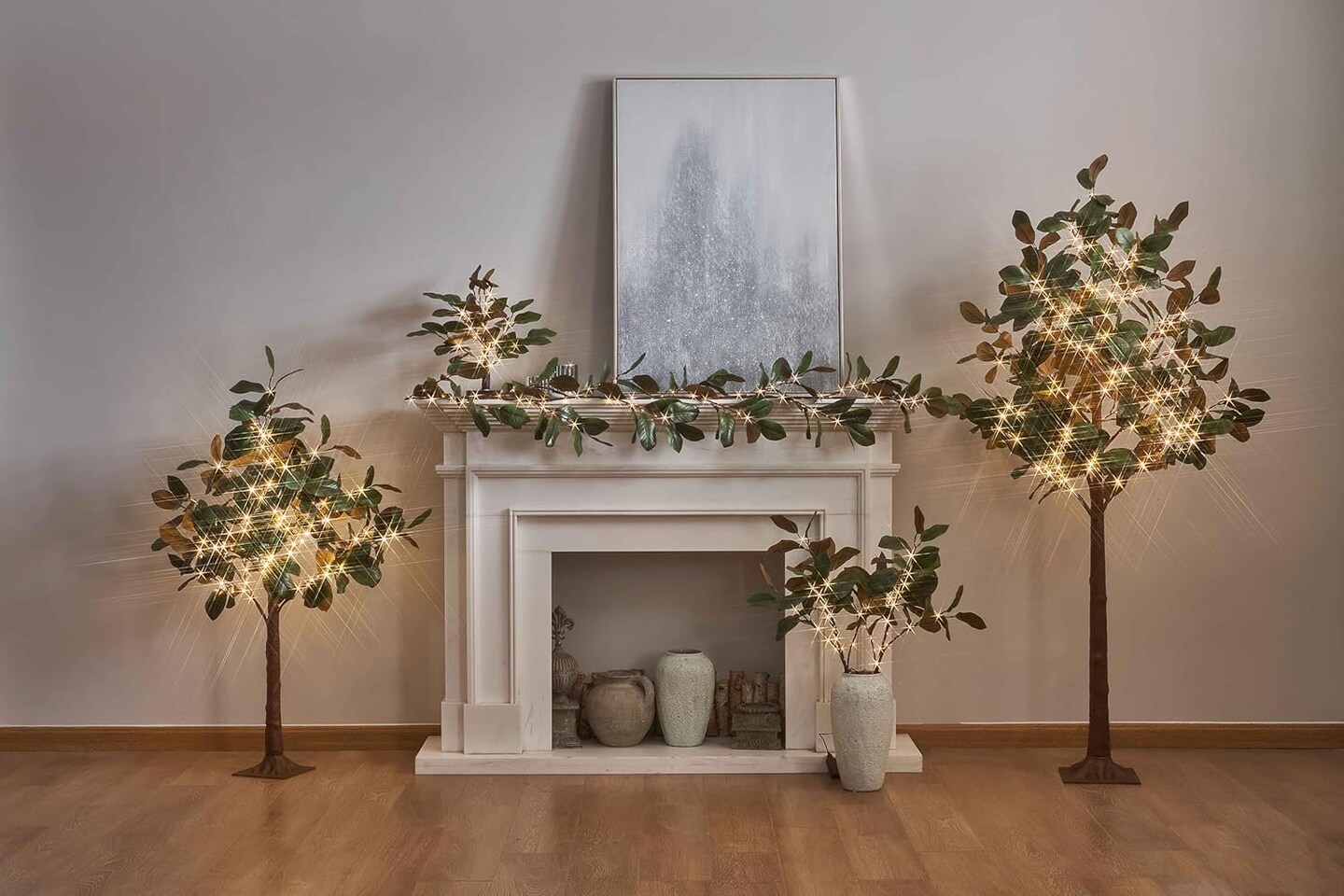 Lighted Magnolia Garland Timer 6FT 80 LED