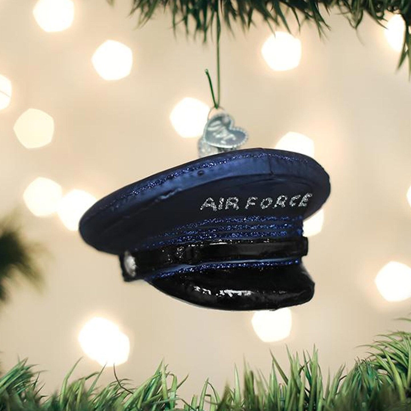 Old World Christmas 2.0 Inch Air Force Cap Christmas Tree Ornament , Aerial Space Warfare