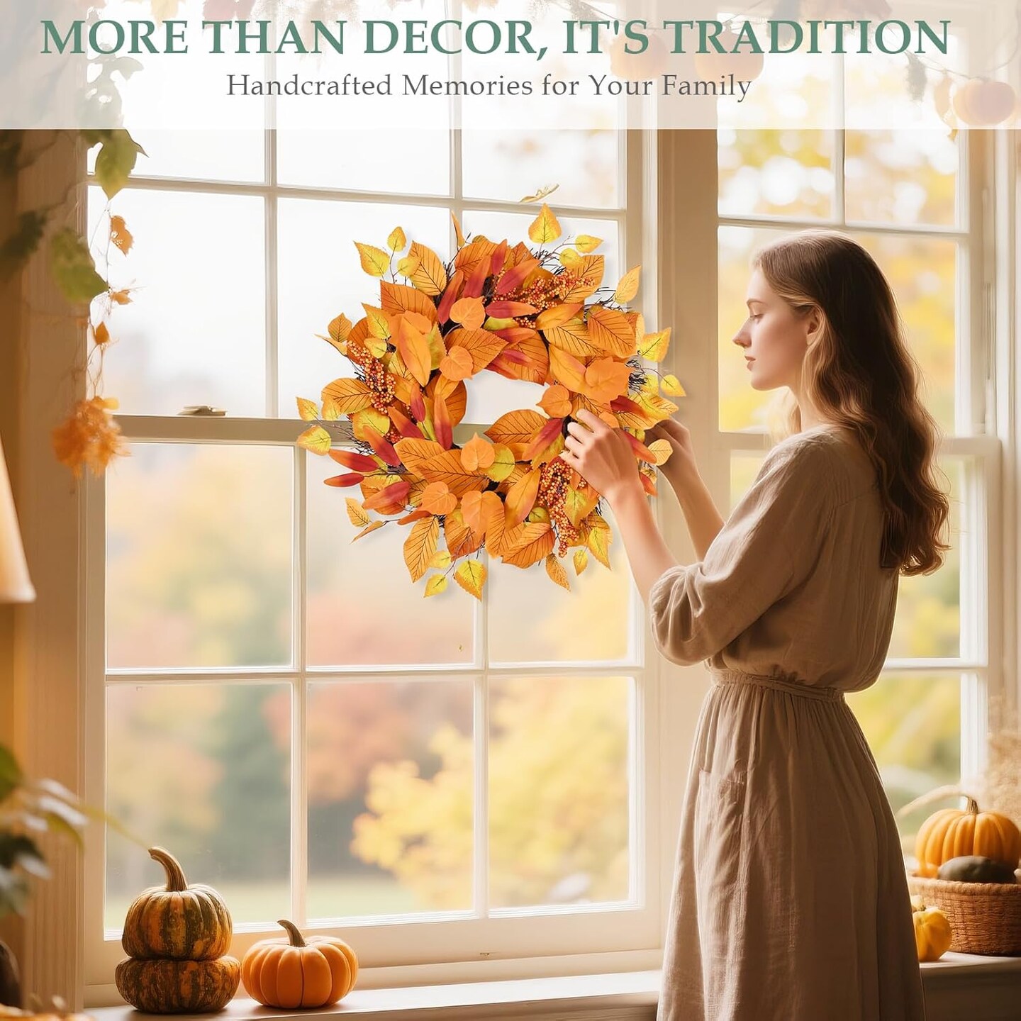 19 Inch Fall Wreaths for Front Door Outside