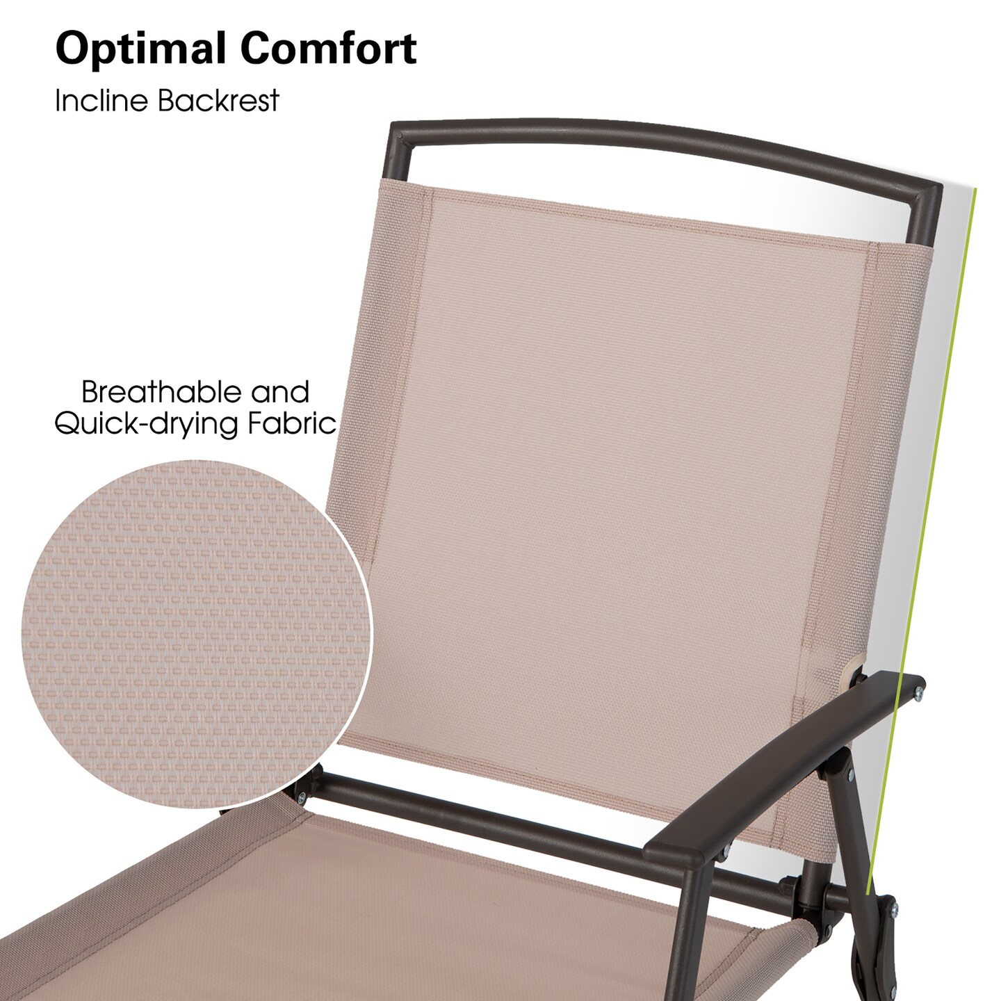 Costway 4 pcs Patio Folding Sling Dining Chairs Armrests Steel Frame Outdoor Beige/Grey