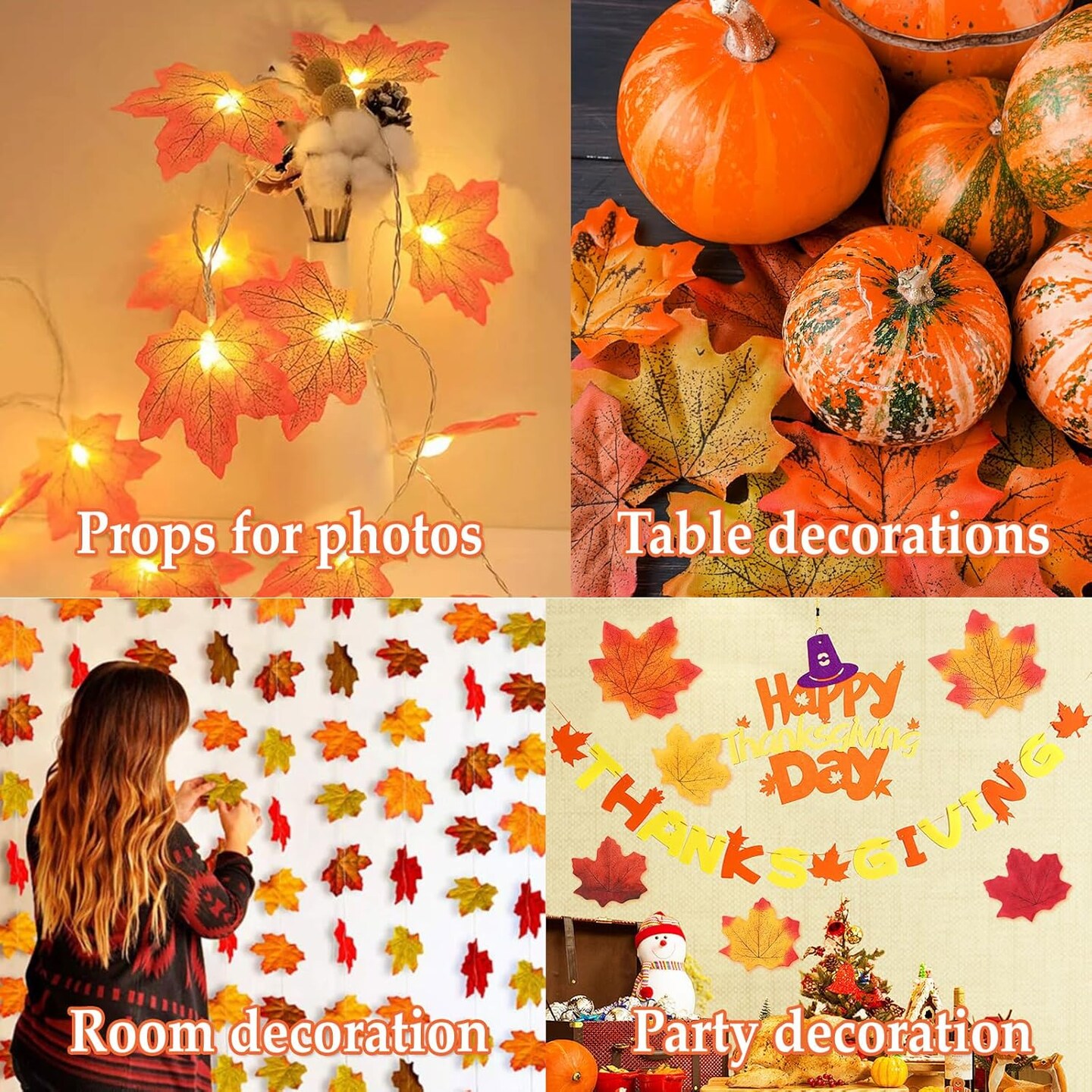 300 Piece Fall Leaves Set 7 Colors Artificial Autumn Maple Leaf Decor