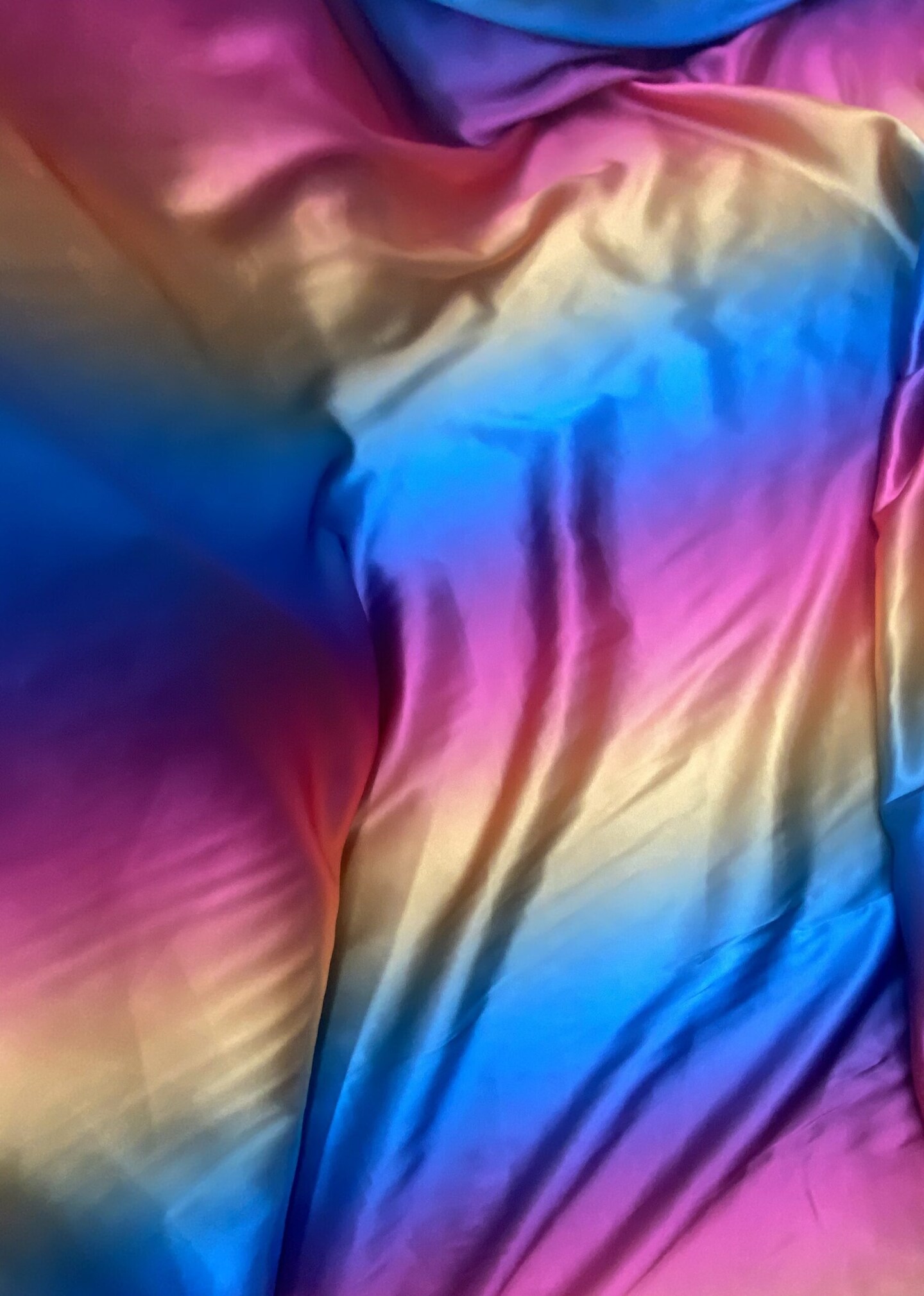 1 Yard Bright Rainbow Satin Fabric Multicolor Print Lightweight Semi Shiny Polyester Non Stretch 58 Inch Width