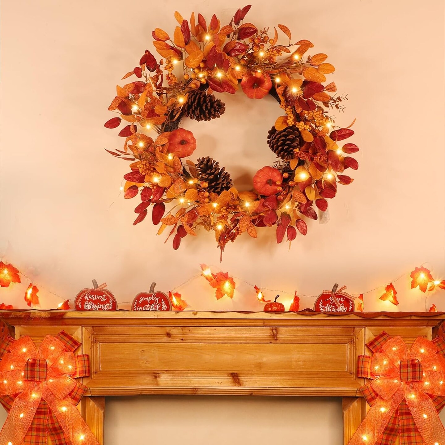 26 Inch Large Fall Wreaths for Front Door