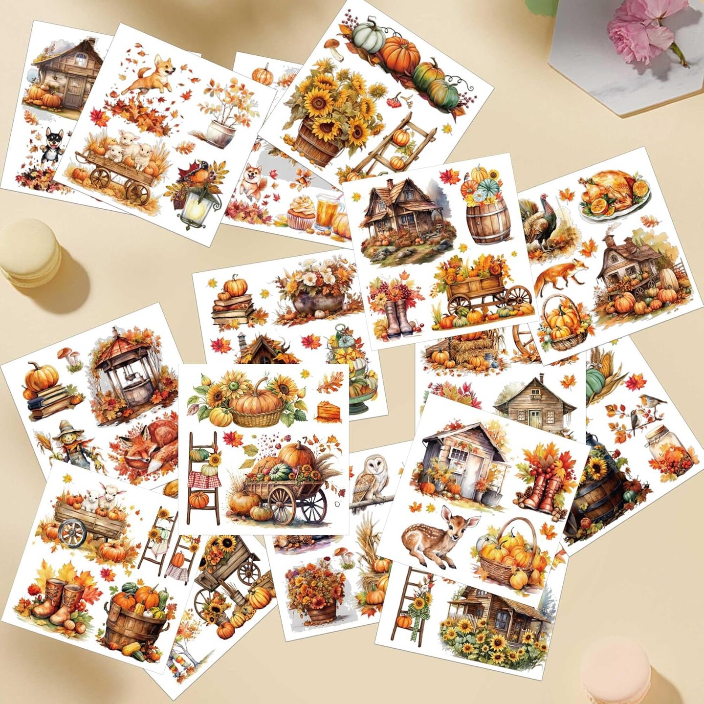 Fall Rub on Transfers for Crafts - 16 Sheets