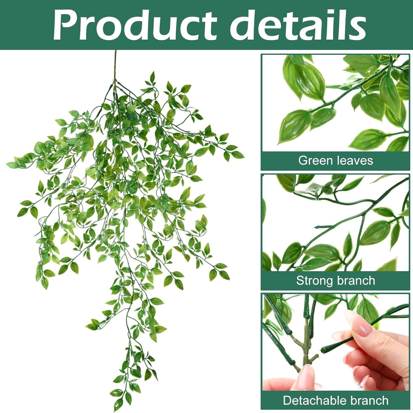 12 Pcs Artificial Hanging Plants 32 Inch Fake Ivy Vines with Fake Leaves Patio Artificial Plants Greenery for Living Room Indoor Outdoor Wall, No Basket (Vine)