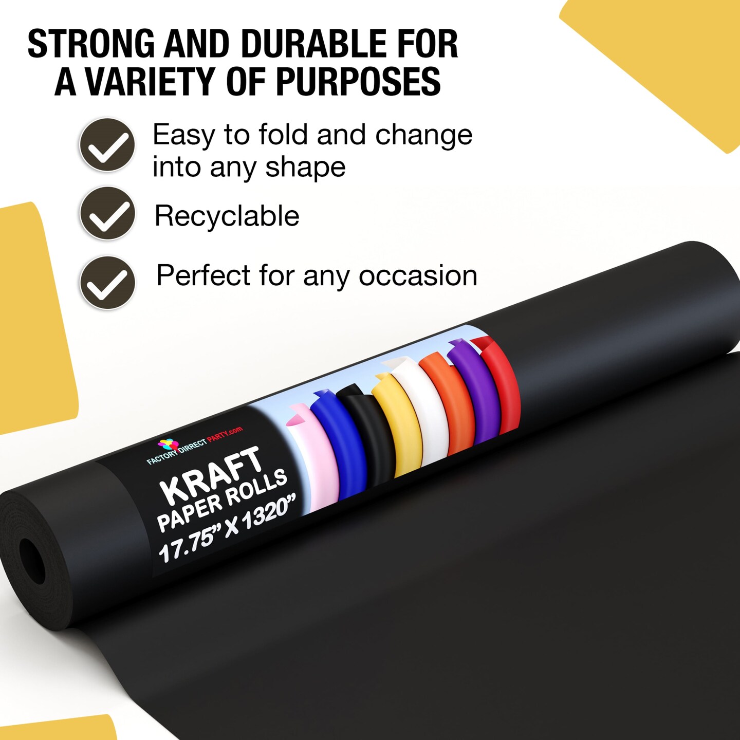 Kraft Paper Roll 17.75&#x22; X 1320&#x22; (110&#x27; Ft) Colored Paper Roll - Packing Paper Roll - Craft Supplies - Kraft Wrapping Paper Perfect as Shipping Paper Craft Paper Roll by Crown Display