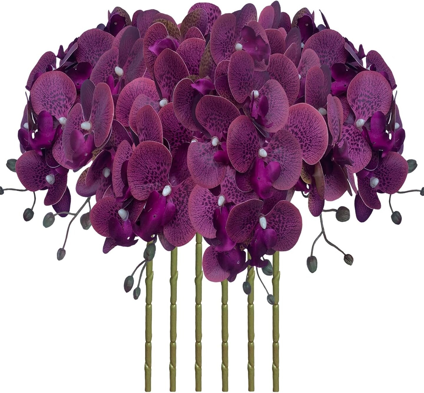 32" Faux Phalaenopsis Orchid Stems – Set of 6 Realistic Artificial Flowers for Vases, Weddings & Home Styling