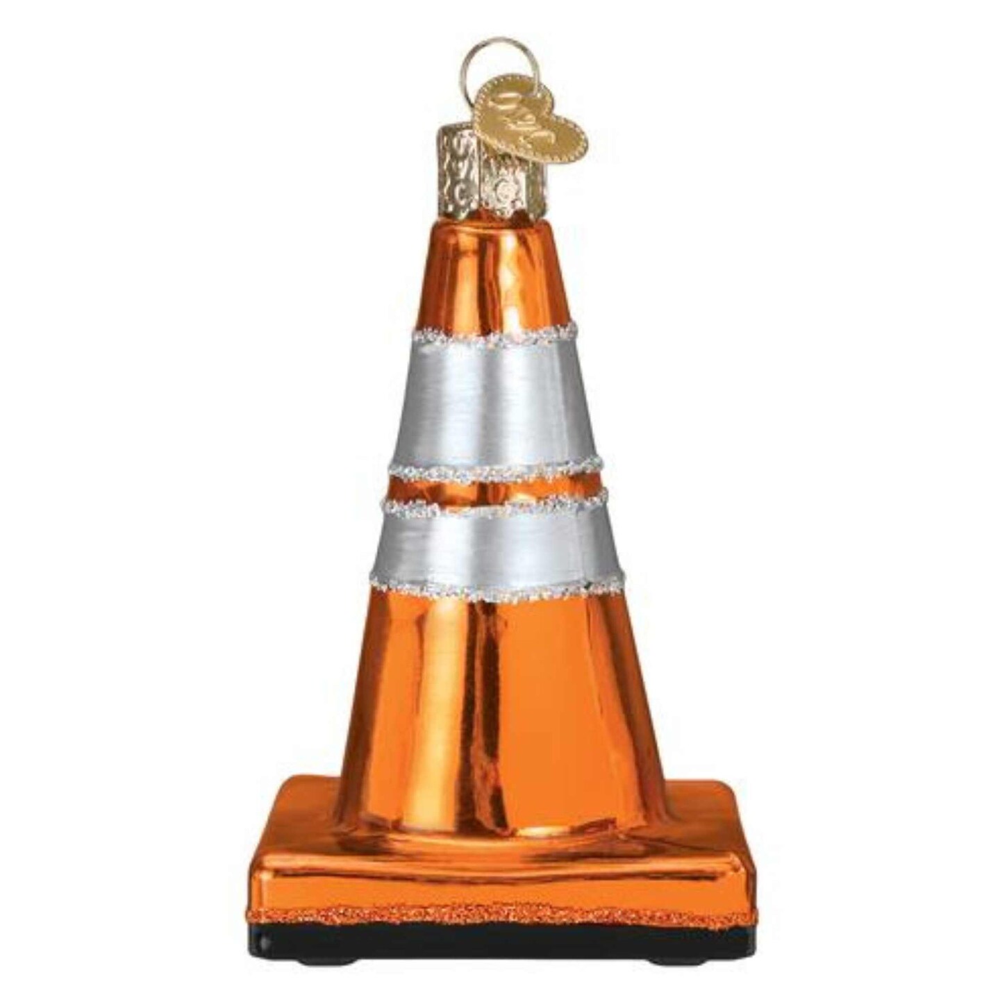 Old World Christmas 3.5 Inch Cone Christmas Tree Ornament , Construction Ornament