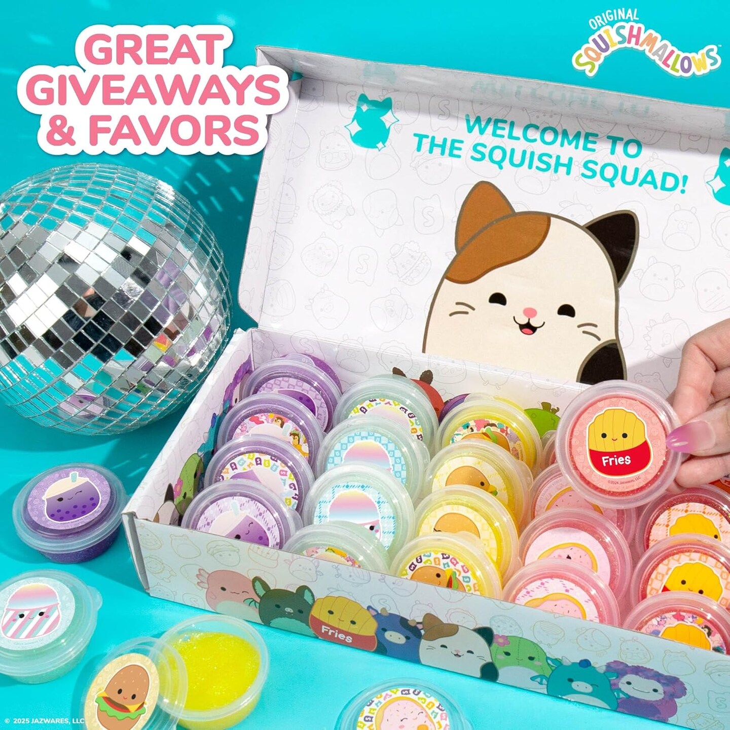 Original Squishmallows Ultimate Compounds 25-Pack – Scented Glitter Slimes & Mini Squishmallows, Fun Slime Party Favors for Kids, Bulk Slime for Goodie Bags, Birthday Gifts & Classroom Prizes