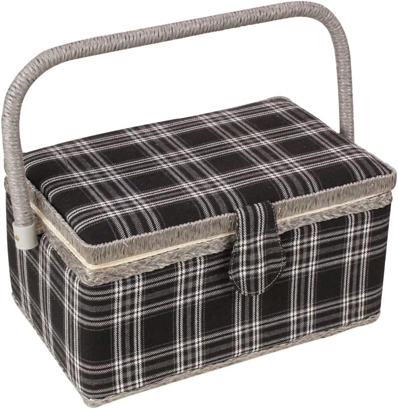 Sewing Storage Box – Medium Organizer with Tray, Pin Cushion & Pocket (11" x 7")