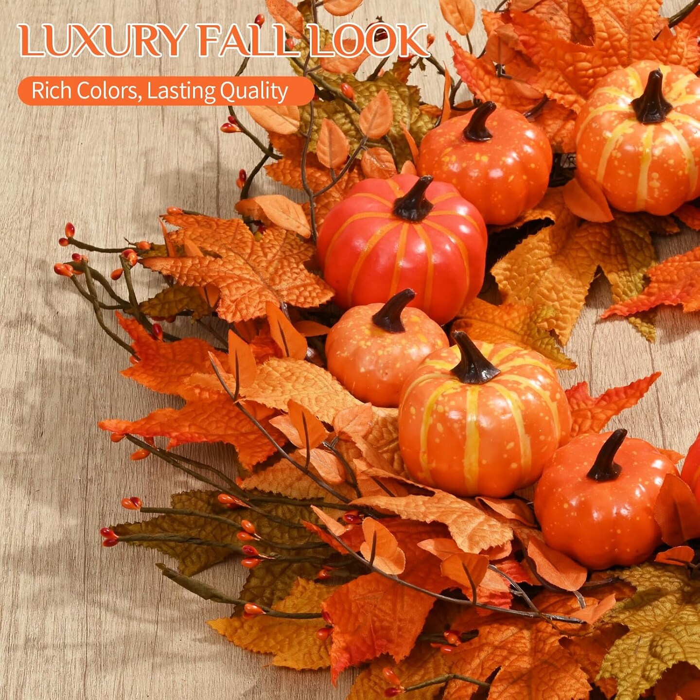 2 Pack 20 Inch Fall Wreath for Outside Door