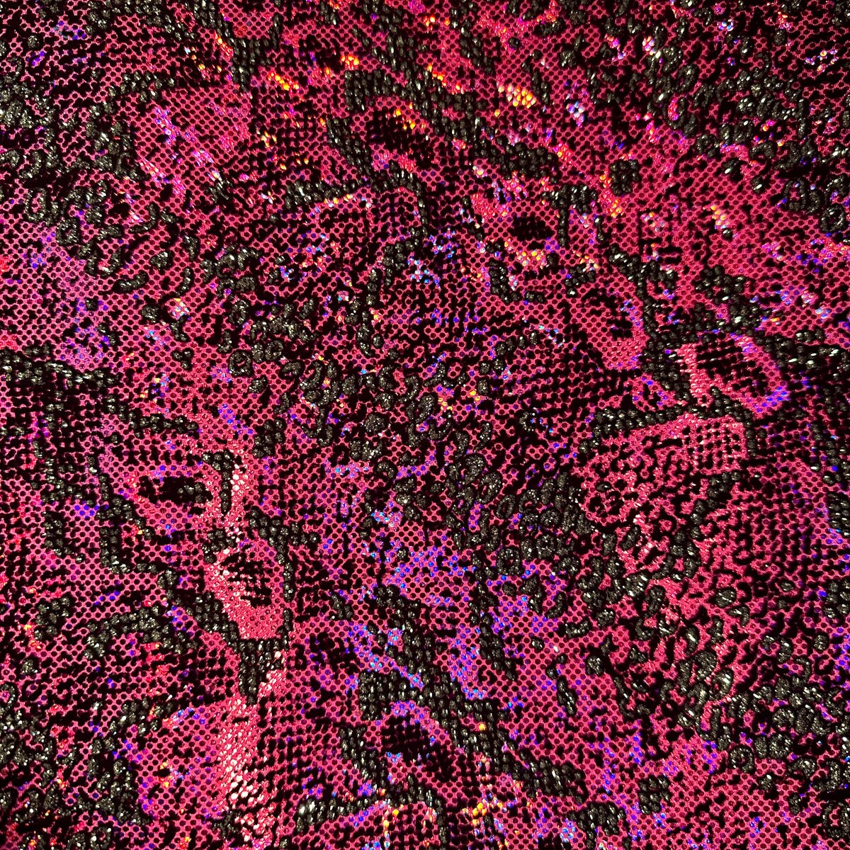 1 Yard Snake Flocking Glitter Hologram Nylon Spandex Fabric for Performance Wear, DIY Projects 60 Inch Width