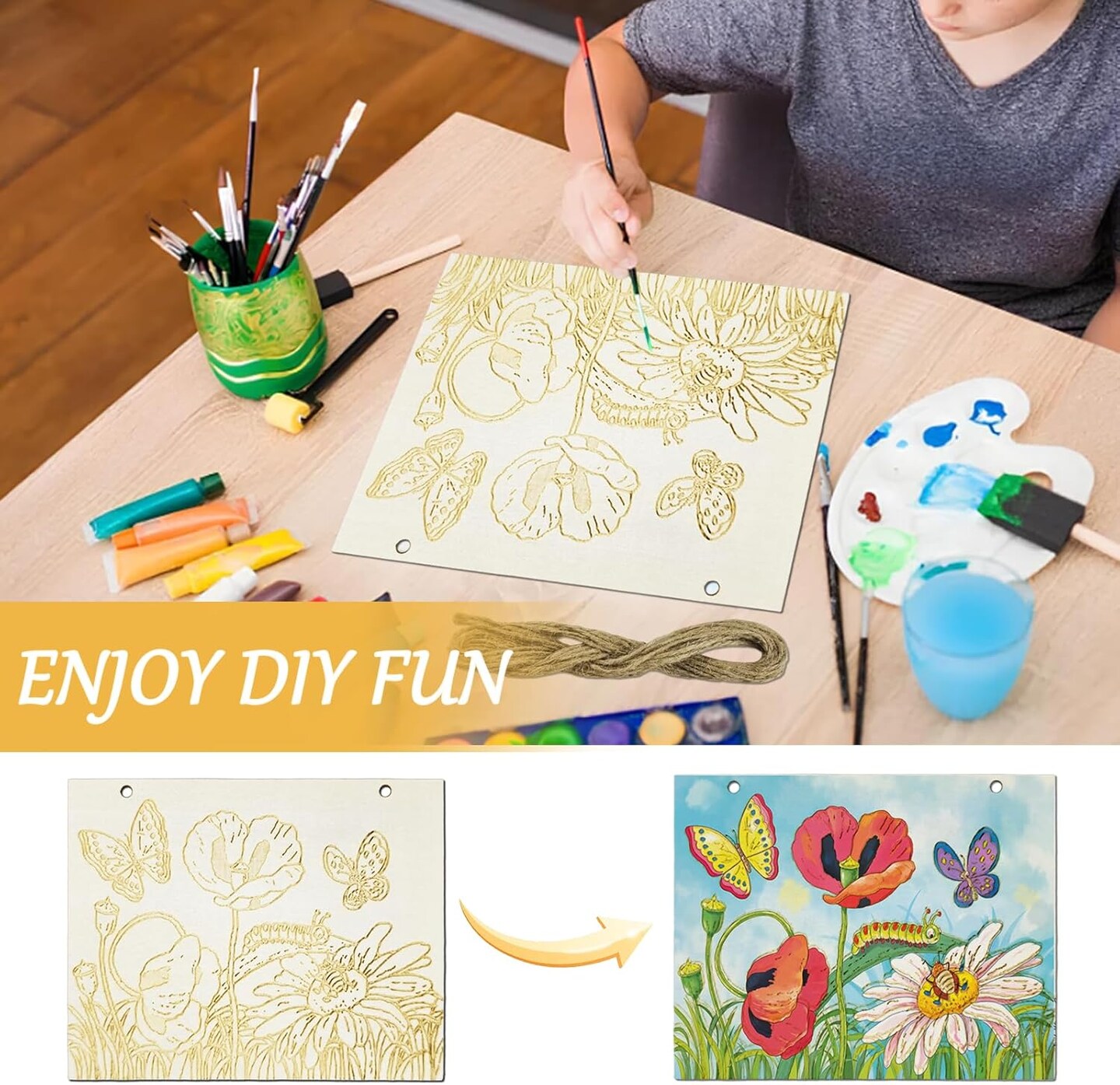 10 Pcs Large Unfinished Wood Crafts for Painting