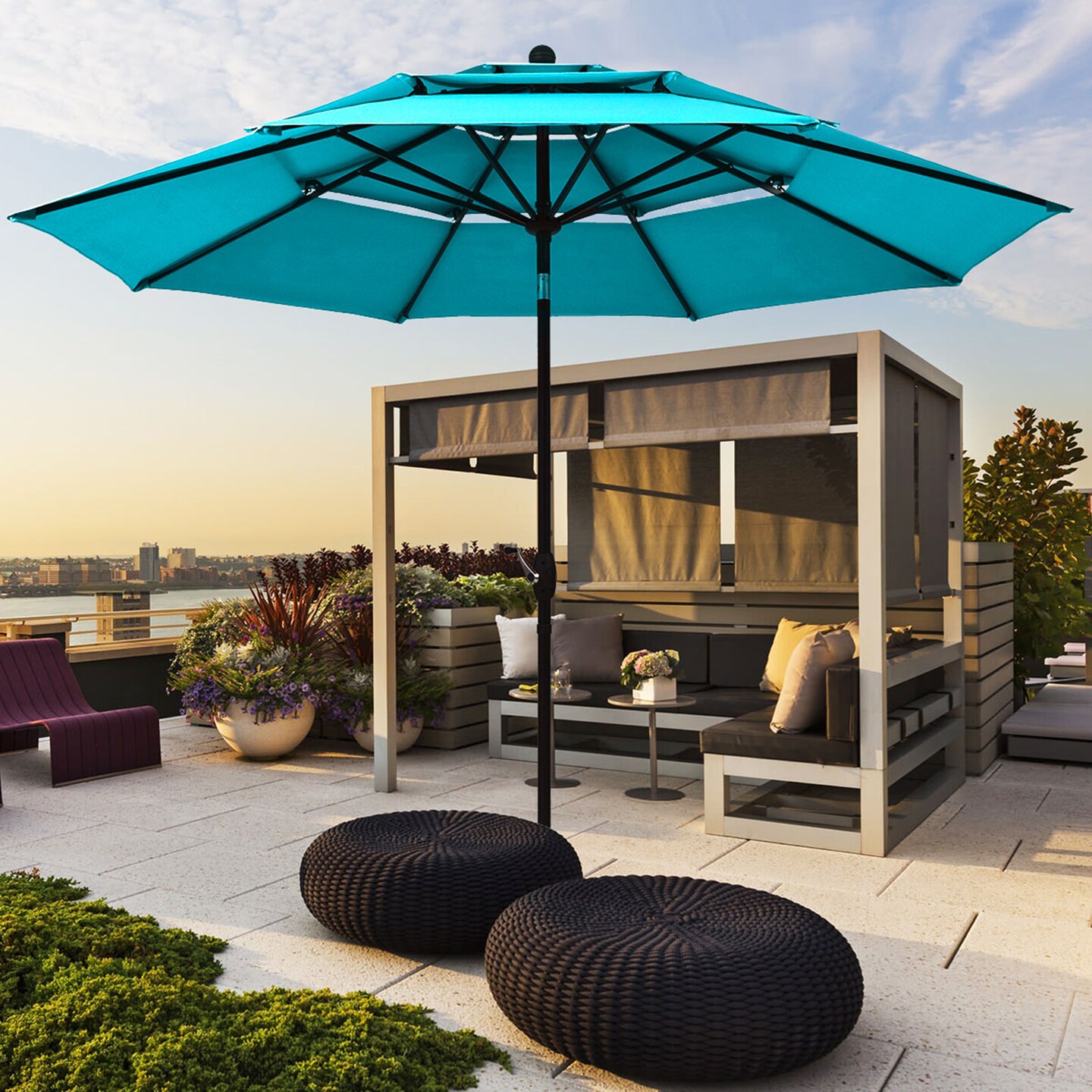 Costway 10ft 3 Tier Patio Market Umbrella Aluminum Sunshade Shelter Double  Vented, Color: Turquoise, Model: OP3928LS | Michaels