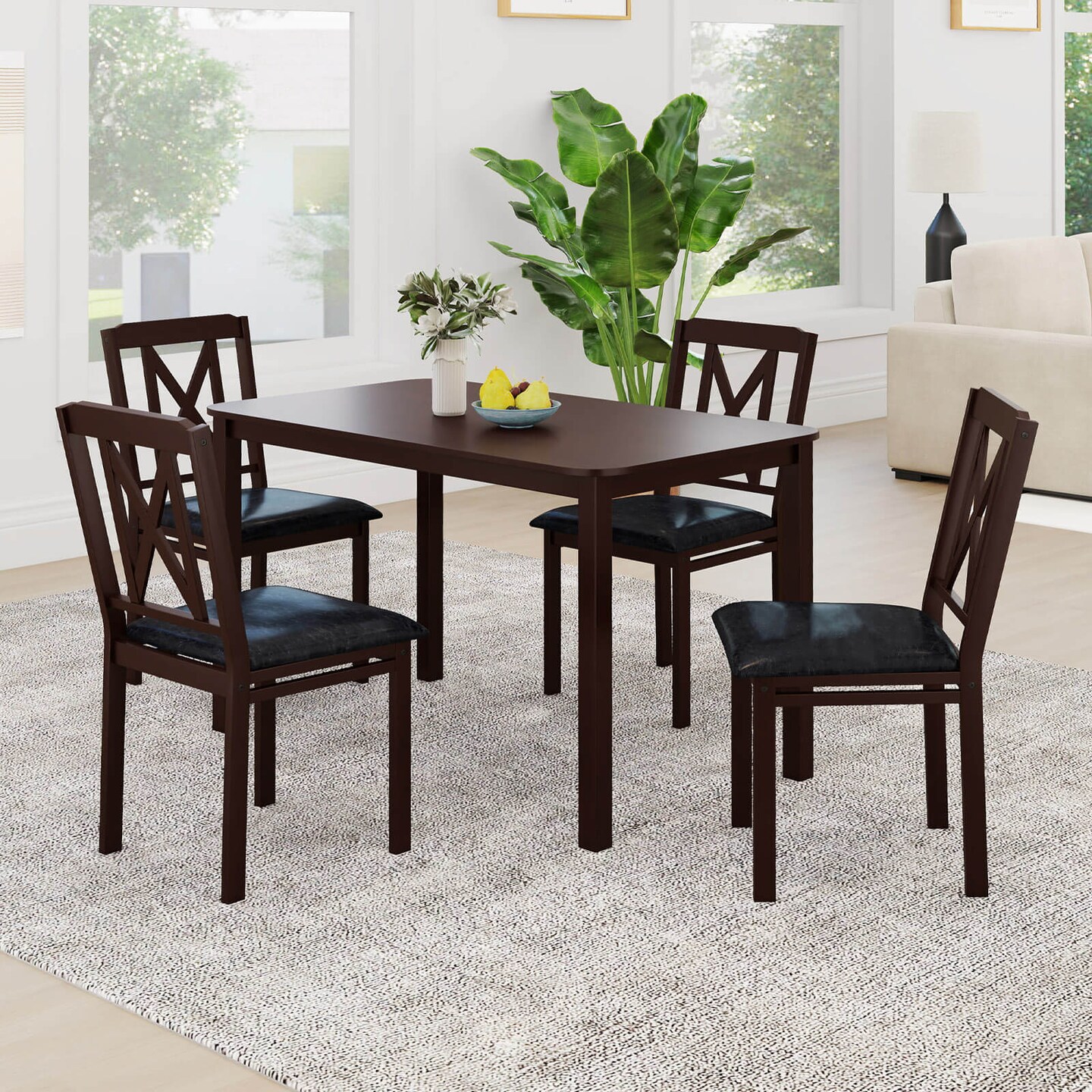Costway 5 Piece Dining Table Set for 4 Rectangular Kitchen Table & 4 Chairs Dinette Set