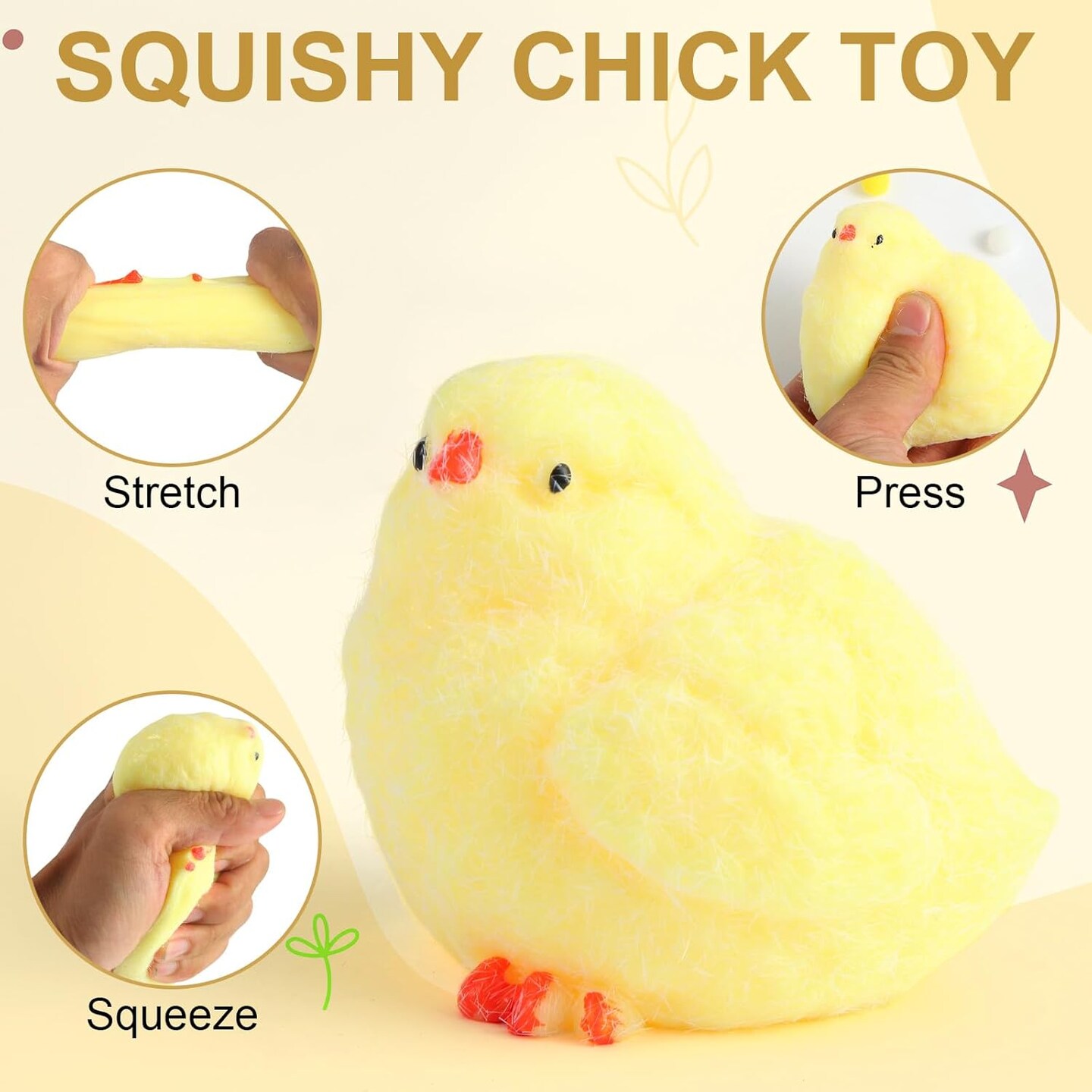 3-Pack Handmade Chicken Squishy Toys – Soft Chick Stress Relief Fidget & Sensory Toys for Kids and Adults