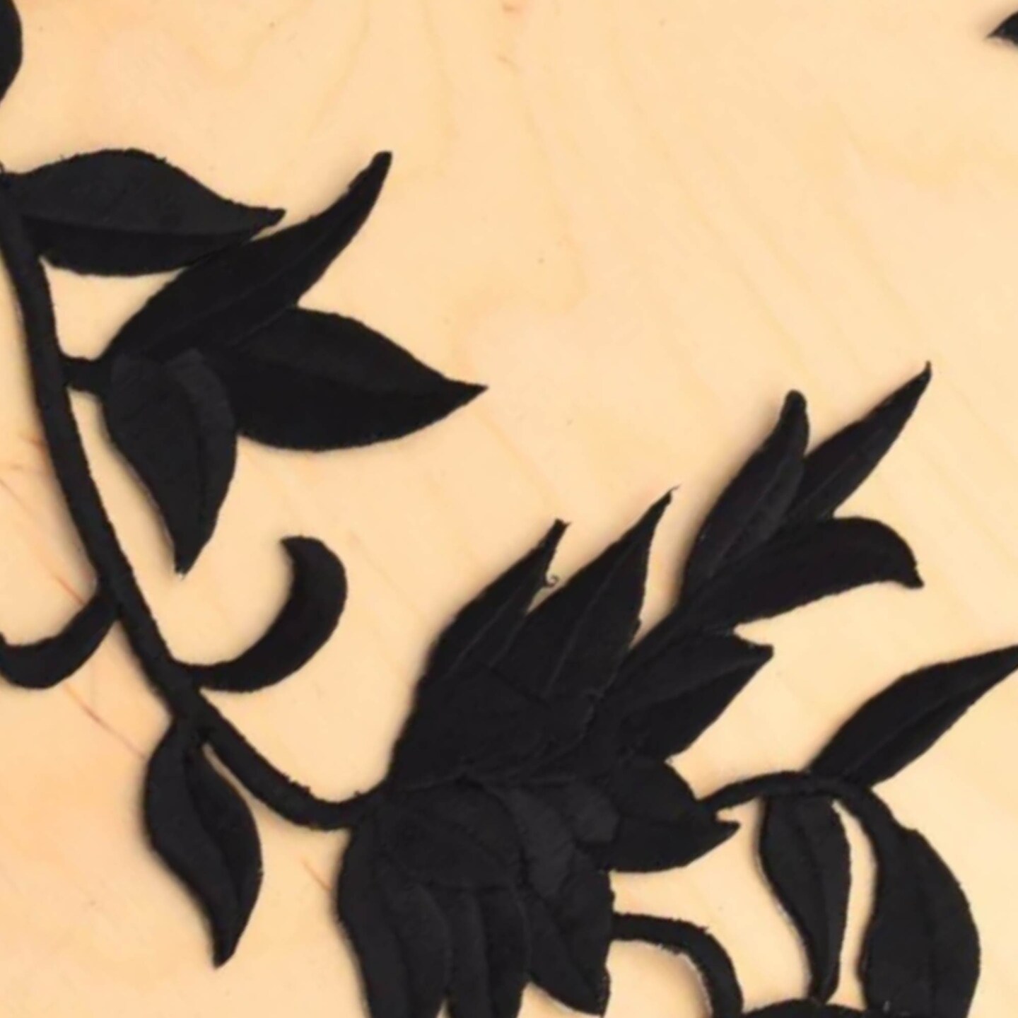 Black Lilly Flower Patches Set of 2 Iron On Embroidered Floral Appliques 12 x 4 Inch