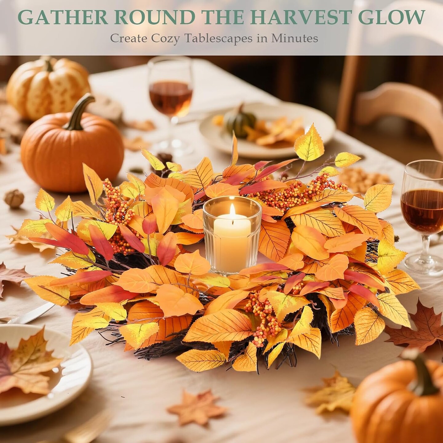 19 Inch Fall Wreaths for Front Door Outside