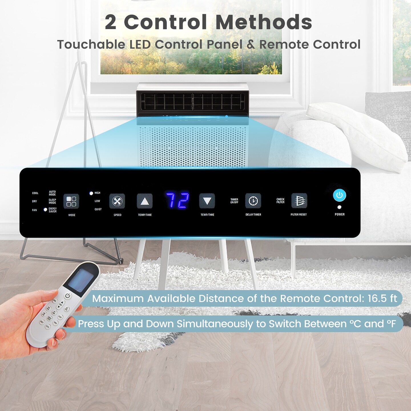 Costway 8100 BTU (12000 BTU Ashrae) Window Air Conditioner with Remote, LED Control Panel, up to 400 Sq.Ft.