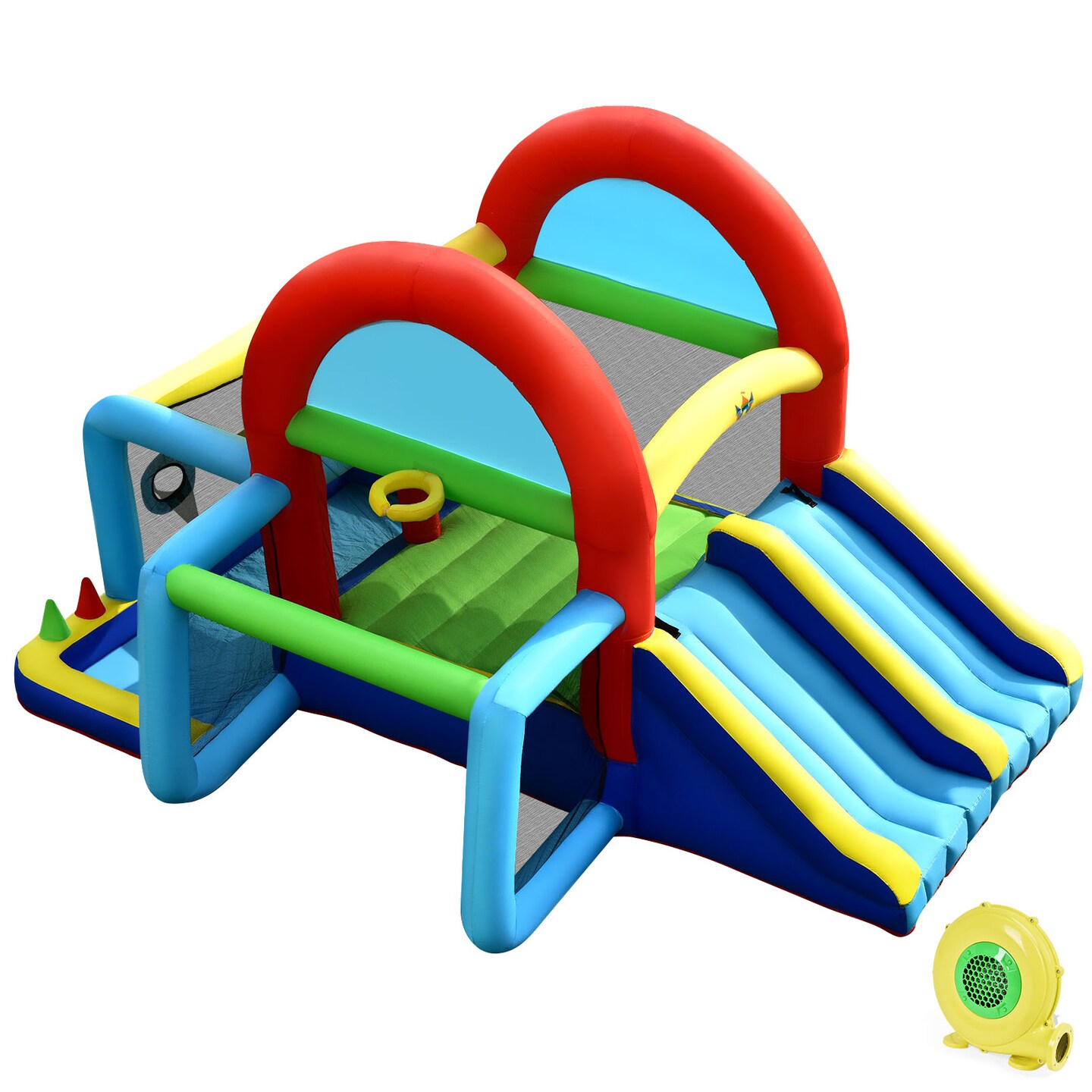 Costway Inflatable Bounce House Kids Bouncy Jumping Castle w/ Dual Slides &#x26; 480W Blower