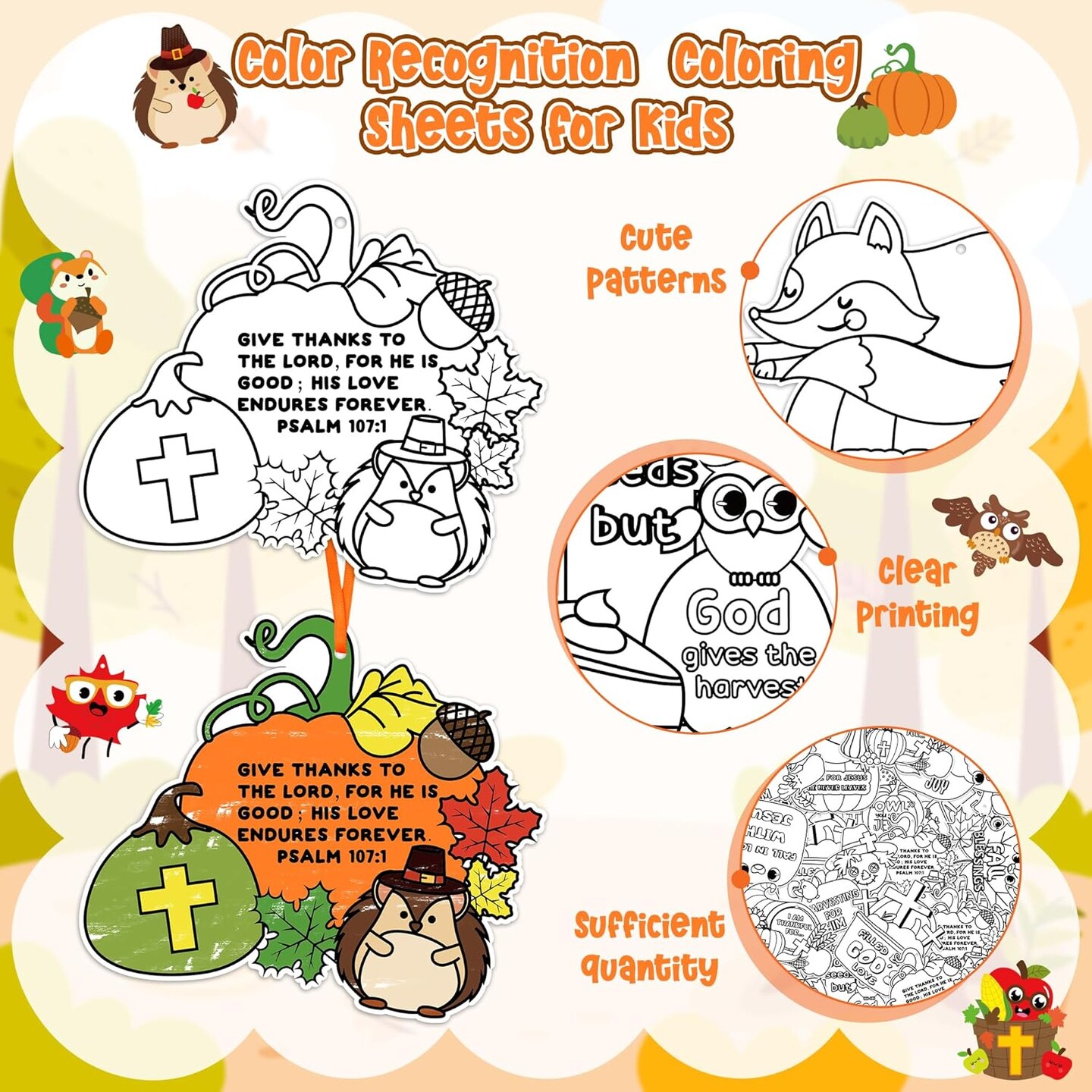 80Pcs Autumn Color Your Own Fall Kit for Kids