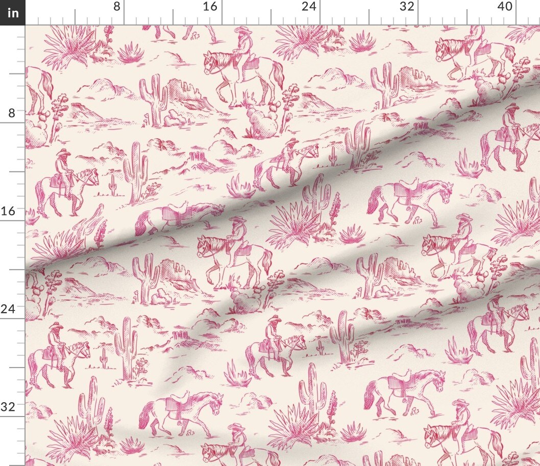 Various Fabrics by the Yard or Fat Quarter Western Landscape Cowboy Cactus Scenic Toile Custom Printed Fabric by Spoonflower