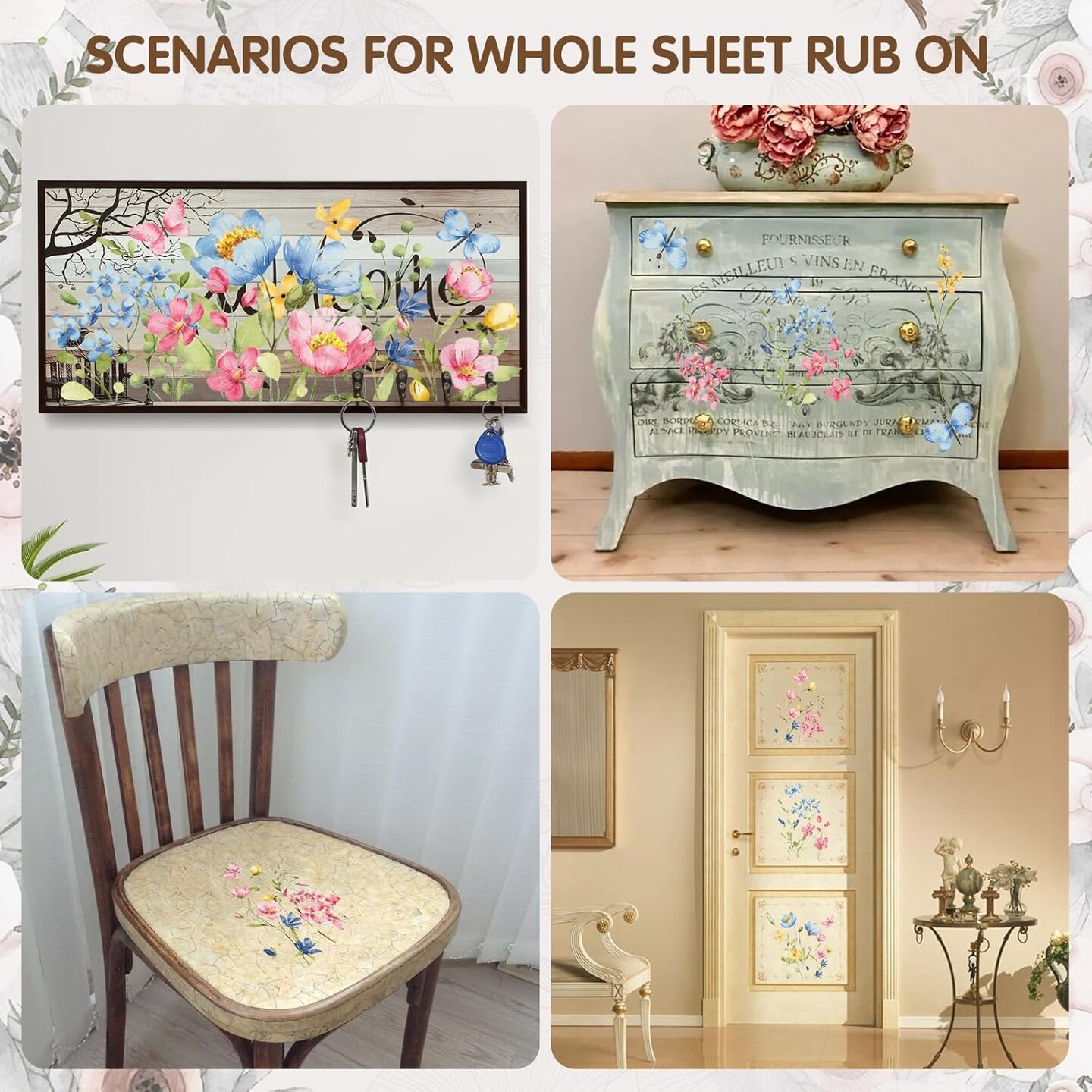 3 Sheets Vintage Rub On Transfers for Crafts