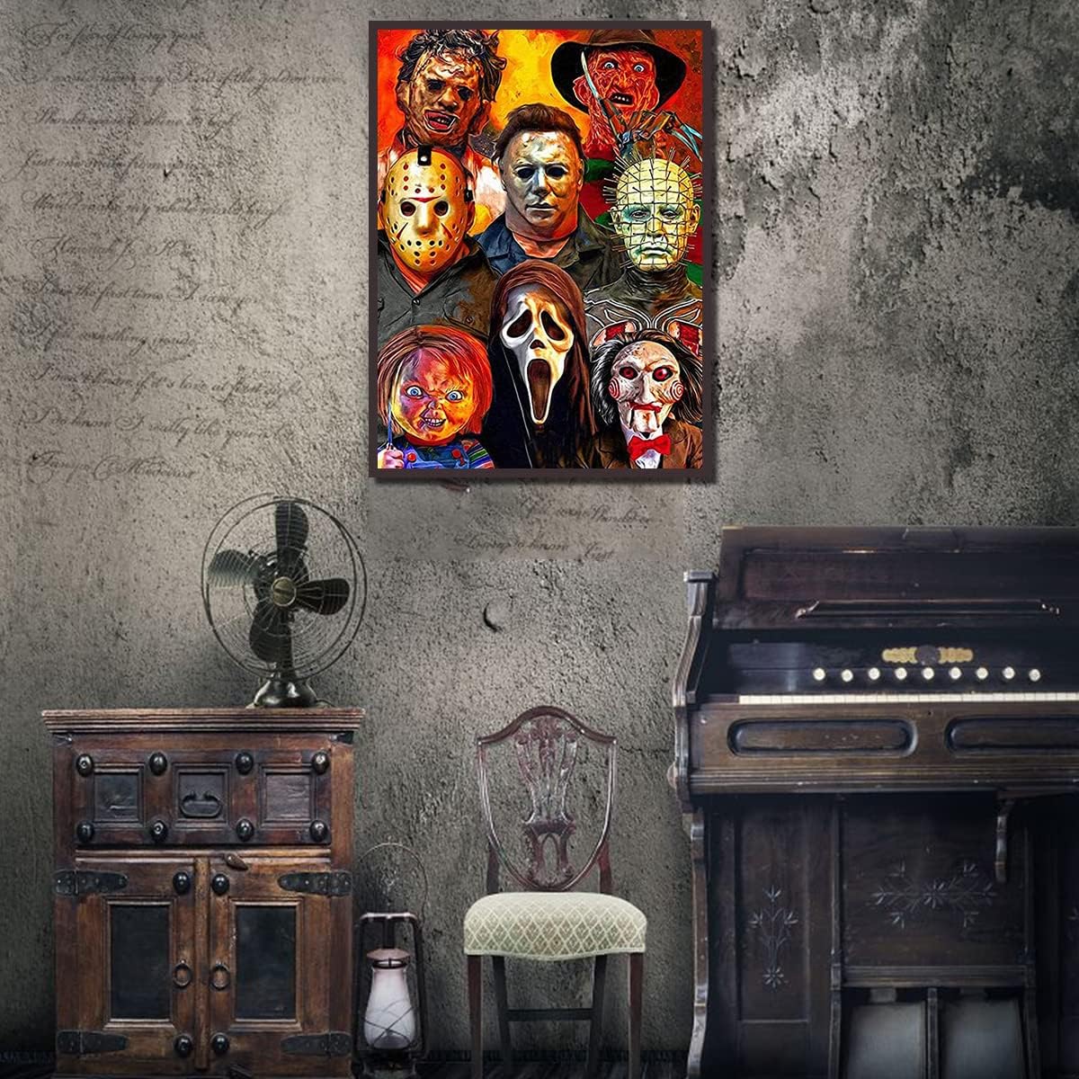 5D Halloween Diamond Painting Kits for Adults – DIY Full Round Drill Horror Gem Art, Beginner-Friendly, Home Wall Decor & Holiday Gift (Horrors) 16 x 12 x 0.1 inches
