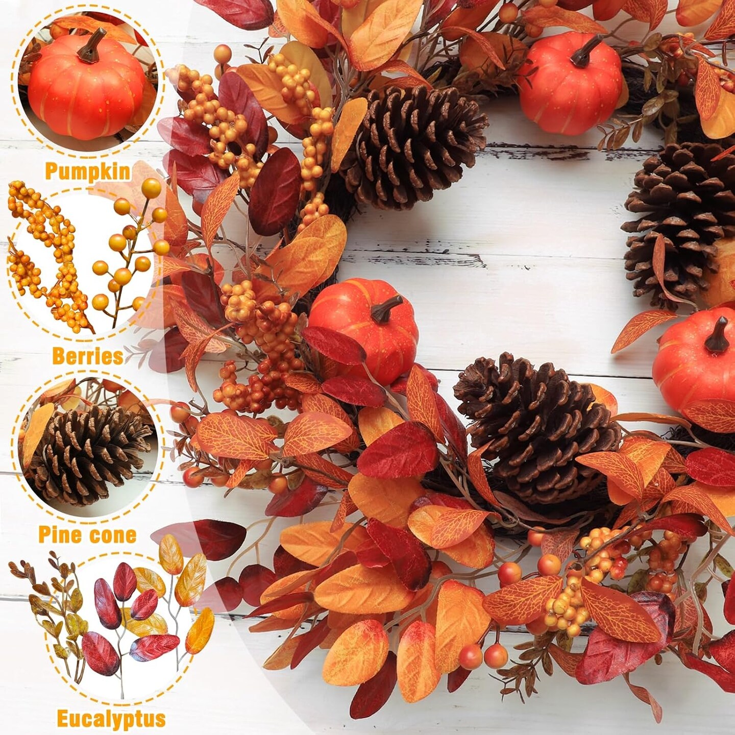 26 Inch Large Fall Wreaths for Front Door