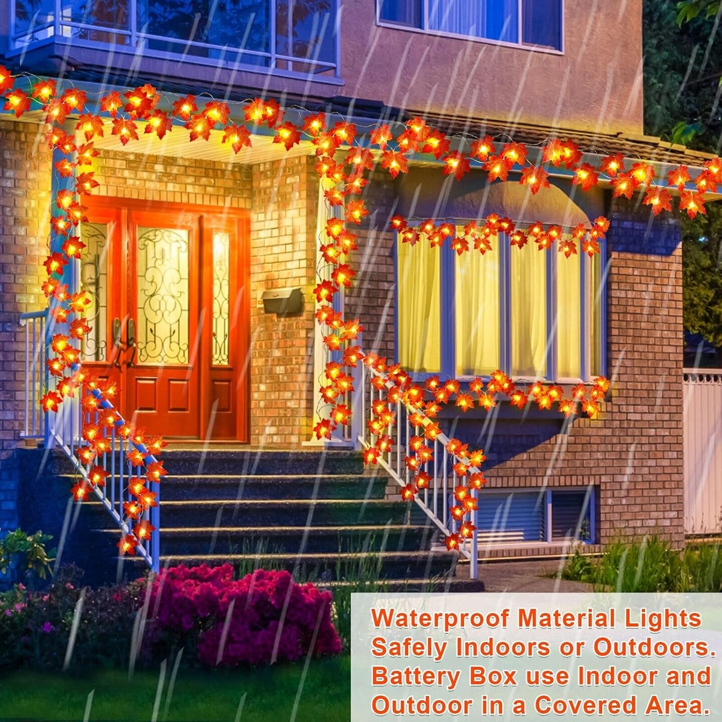 5 Pack Fall Garland with Lights - 50 Ft 100 LED